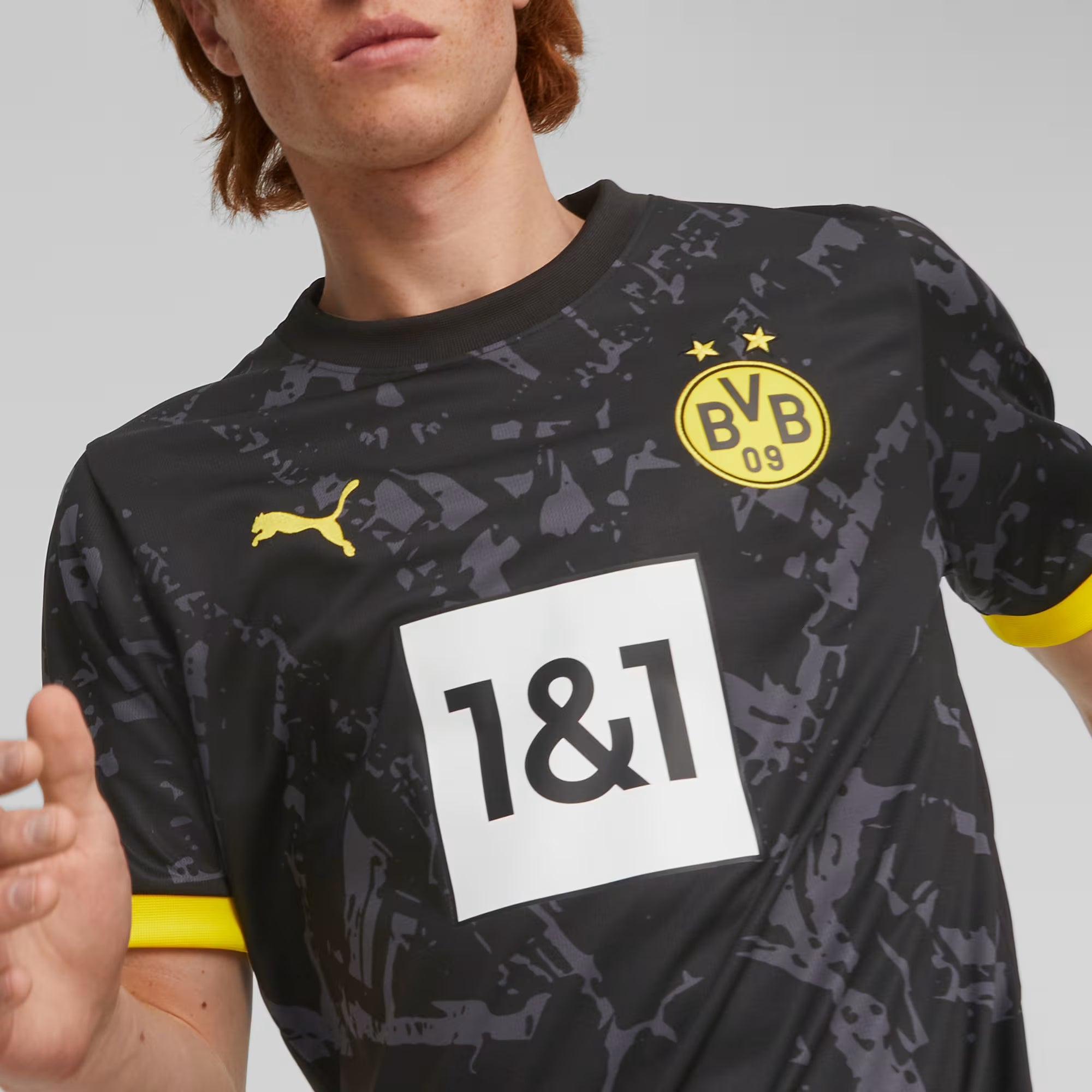 PUMA Borussia Dortmund 2023/24 Stadium Away Men's Soccer Replica Jersey - PUMA Black-Cyber Yellow