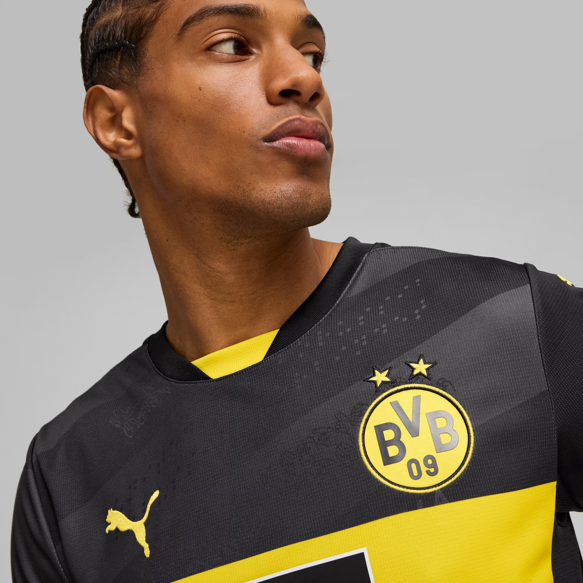 PUMA Borussia Dortmund 2024/25 Stadium Away Men's dryCELL Soccer Replica Jersey - PUMA Black-Faster Yellow