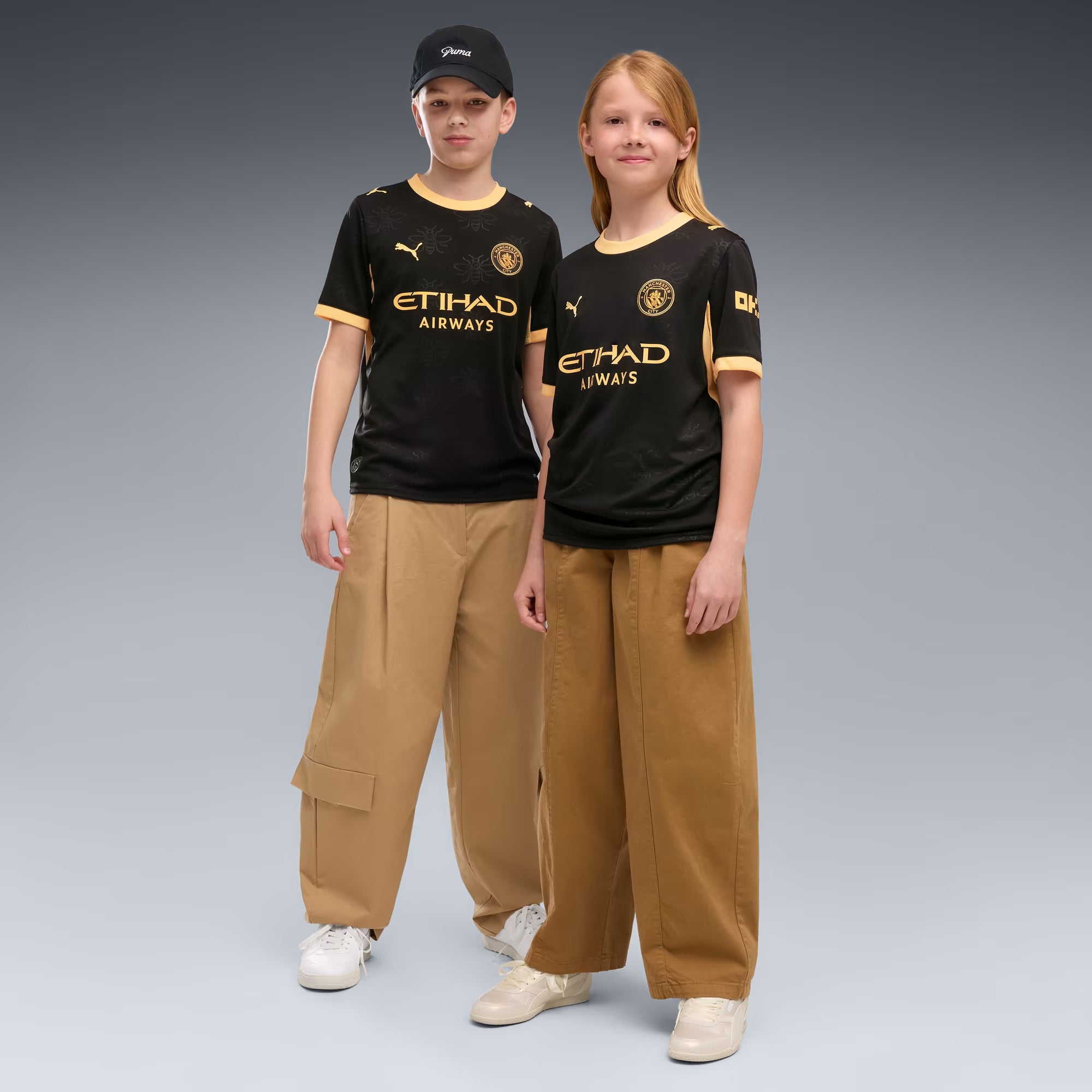 PUMA Manchester City 2026/27 Away Big Kids' Soccer Jersey - PUMA Black-Flaxen