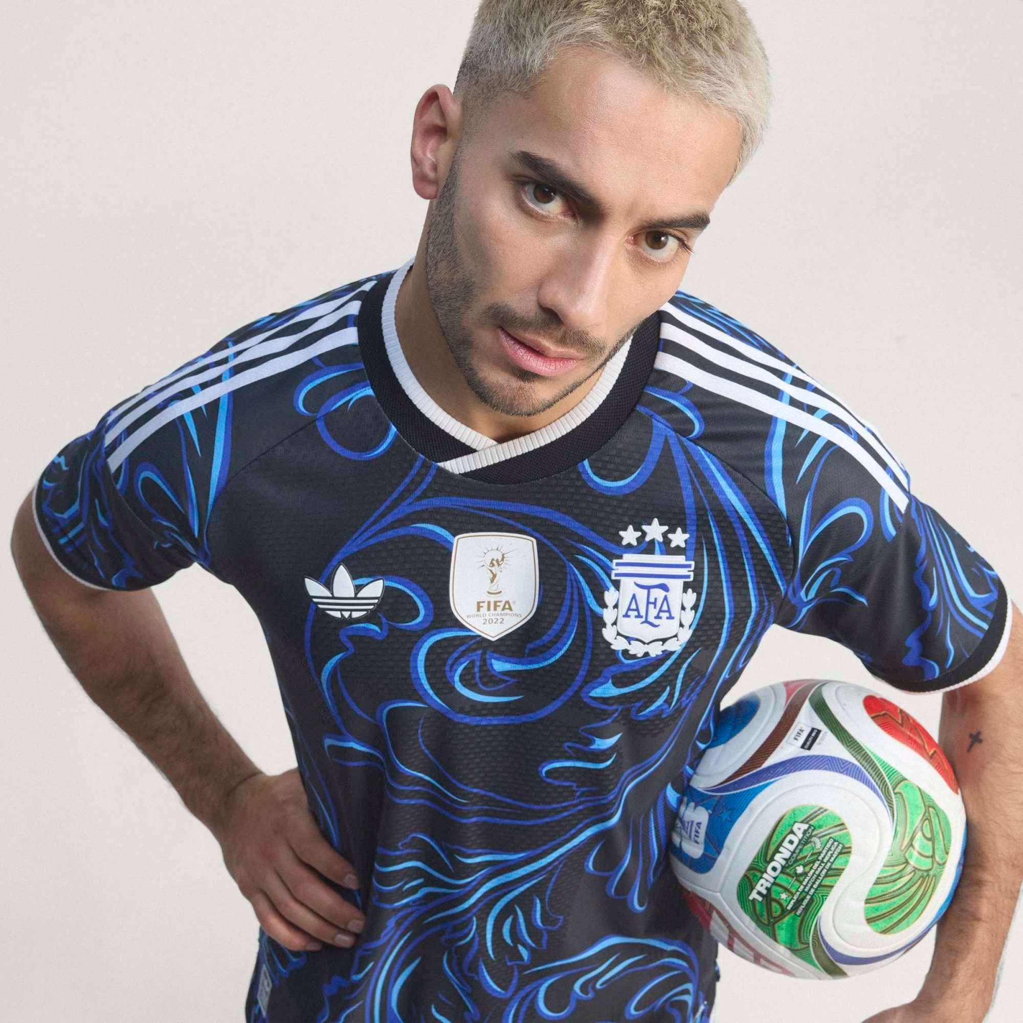 adidas Argentina 2026 Match Away Men's Soccer Authentic Jersey - Black / Lucid Blue / Blue Burst
