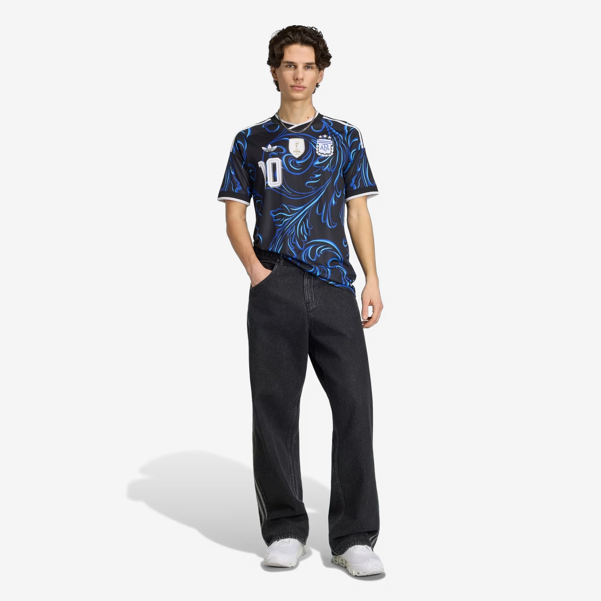 adidas Argentina 2026 Stadium Away Messi Men's Soccer Jersey - Black / Lucid Blue / Blue Burst