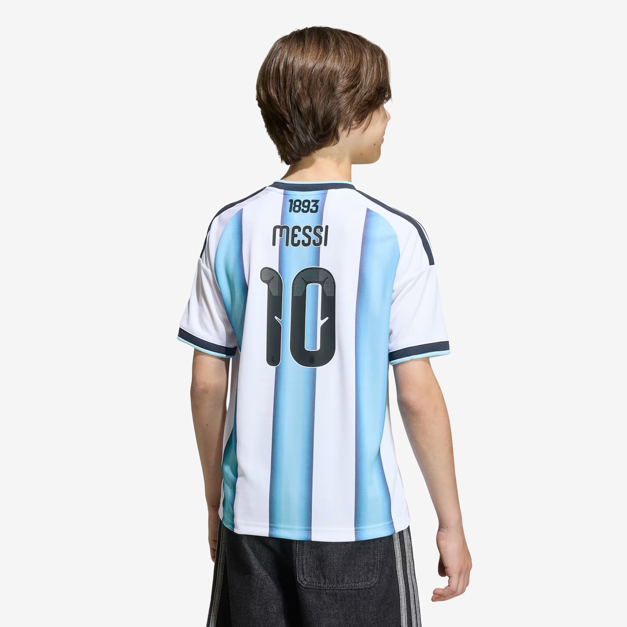 adidas Argentina 2026 Stadium Home Messi Big Kids' Soccer Jersey - White / Icey Blue / Light Blue
