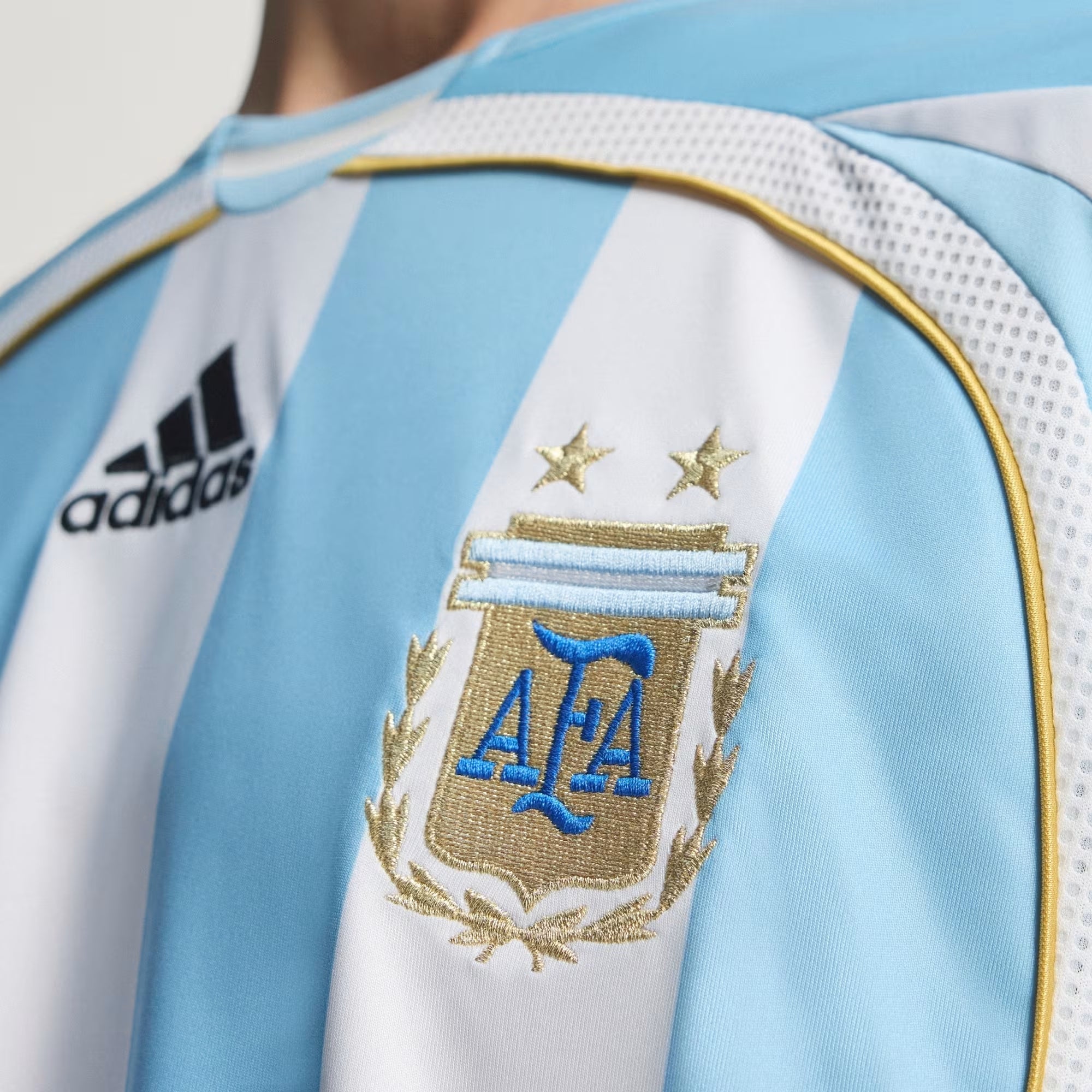 adidas Argentina Home 2006 Men's Soccer Jersey - White / Clear Blue