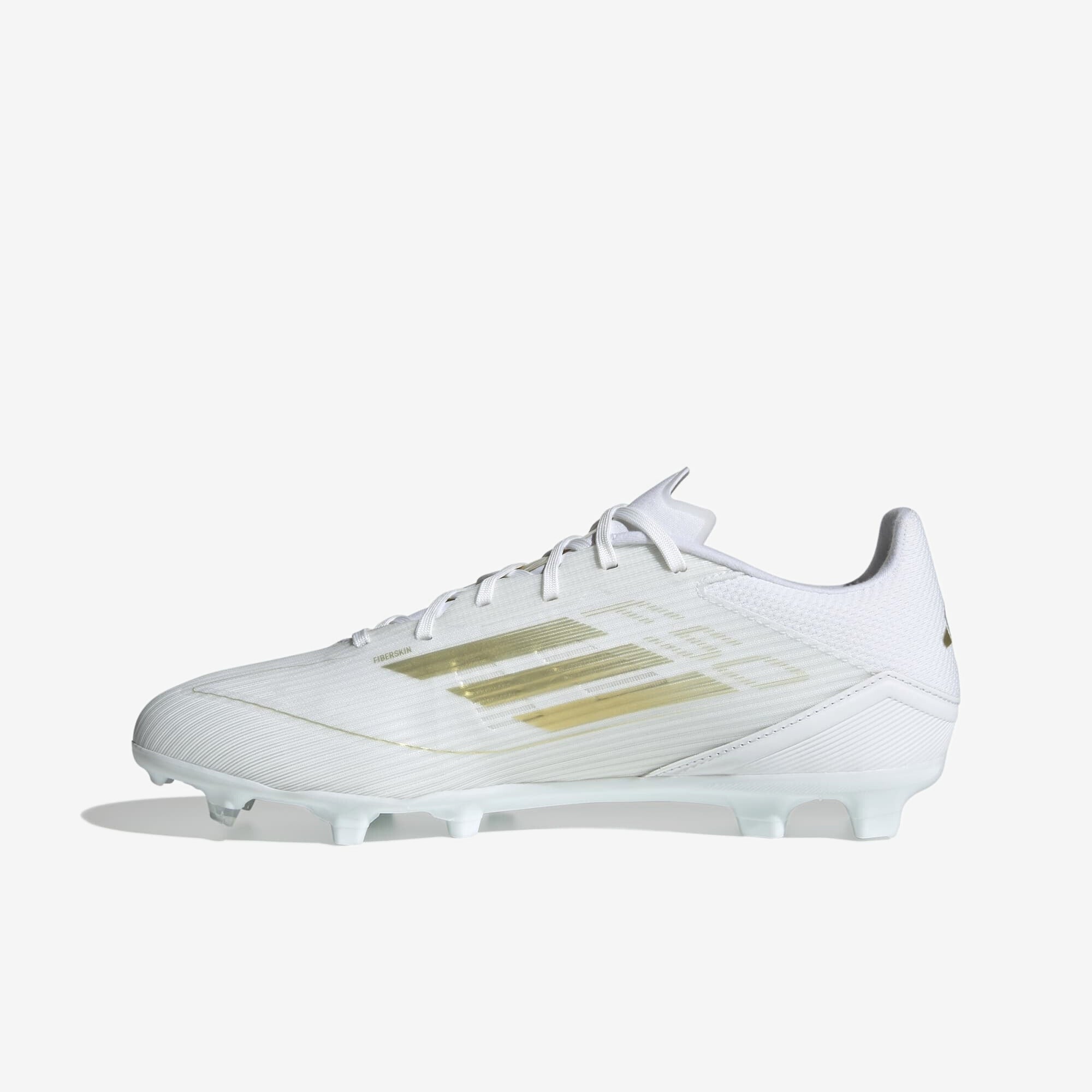 adidas F50 League Firm/Multi-Ground Soccer Cleats - Cloud White / Gold Metallic / Cloud White
