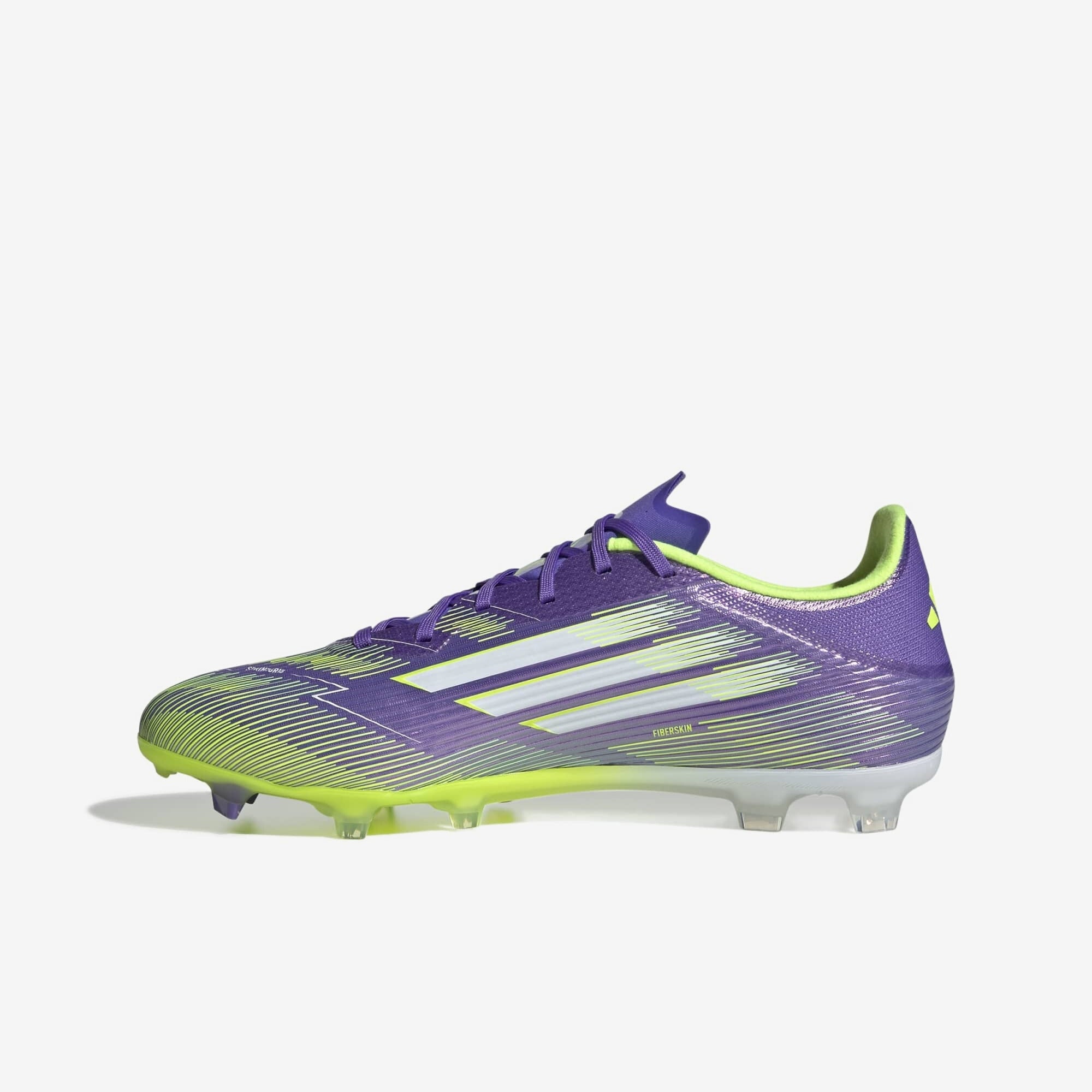 adidas F50 League Firm/Multi-Ground Low-Top Soccer Cleats - Purple Rush / Cloud White / Lucid Lemon