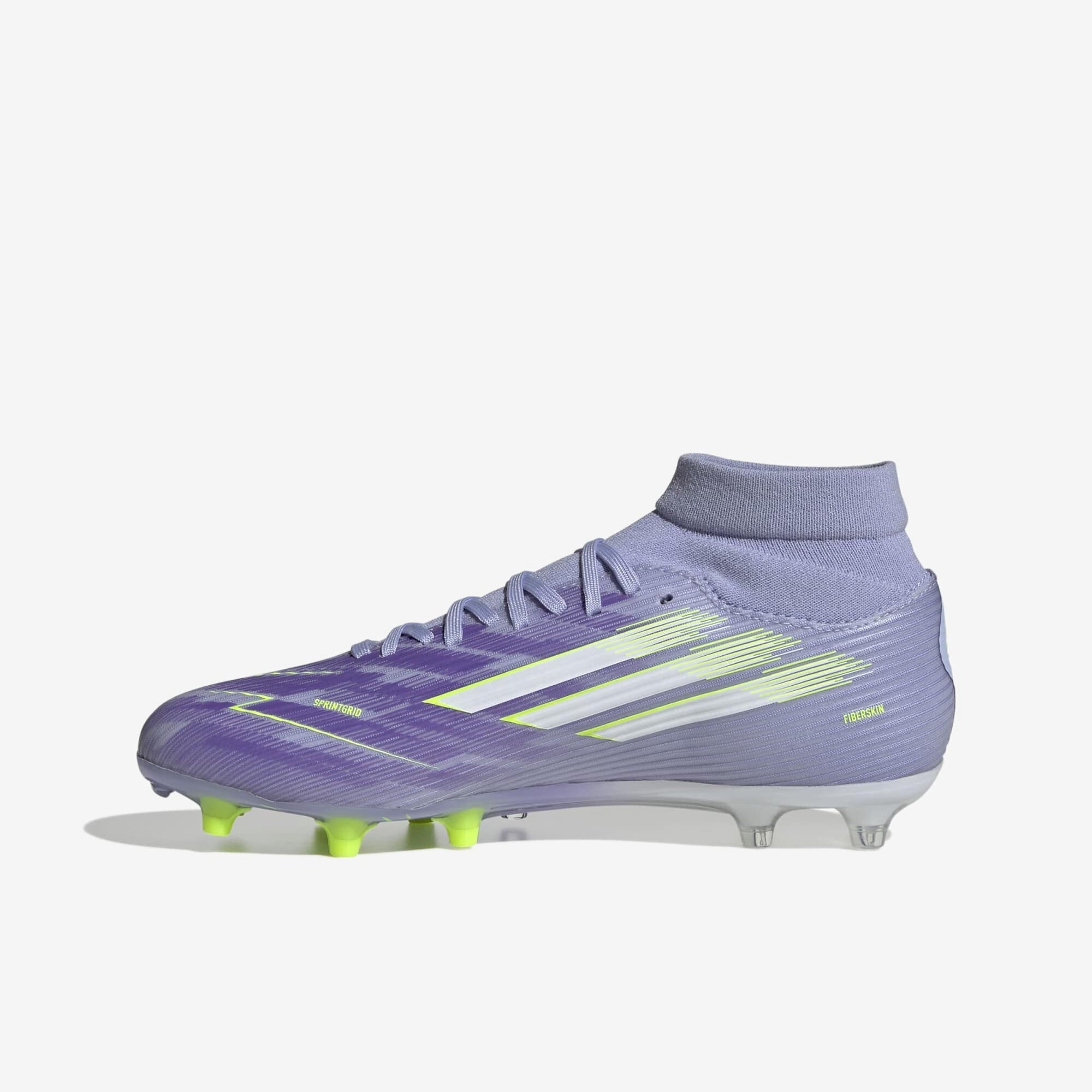 adidas F50 Sparkfusion League Firm Ground/Artificial Grass High-Top Soccer Cleats - Violet Tone / Lucid Lemon / Purple Rush