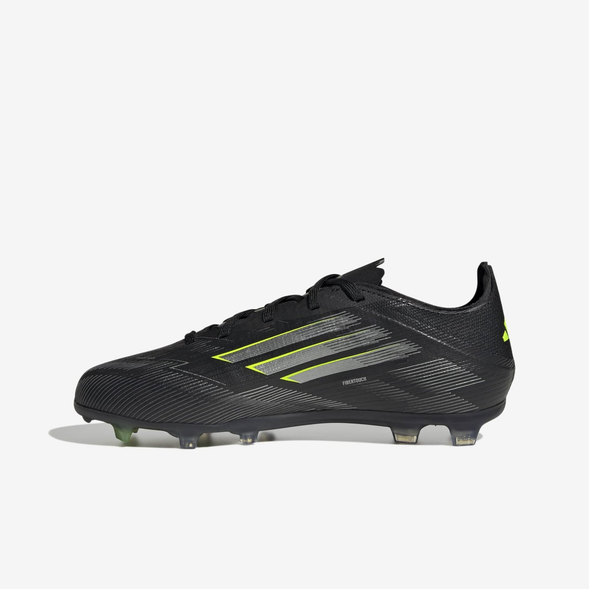 adidas Jr. F50 Elite Big Kids' Firm-Ground Low-Top Soccer Cleats - Core Black / Iron Metallic / Lucid Lemon