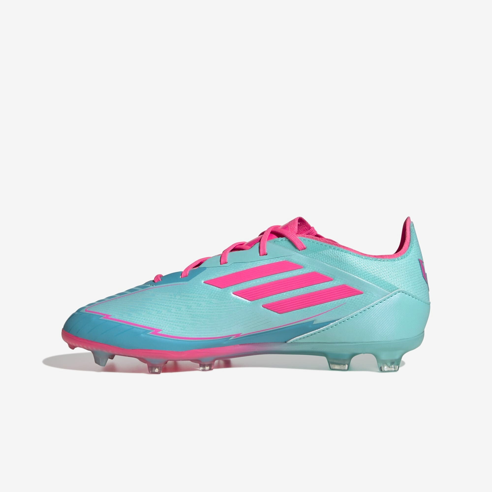 adidas Jr. F50 Elite Messi Big Kids' FG Low-Top Soccer Cleats - Flash Aqua / Lucid Pink / Lucid Cyan