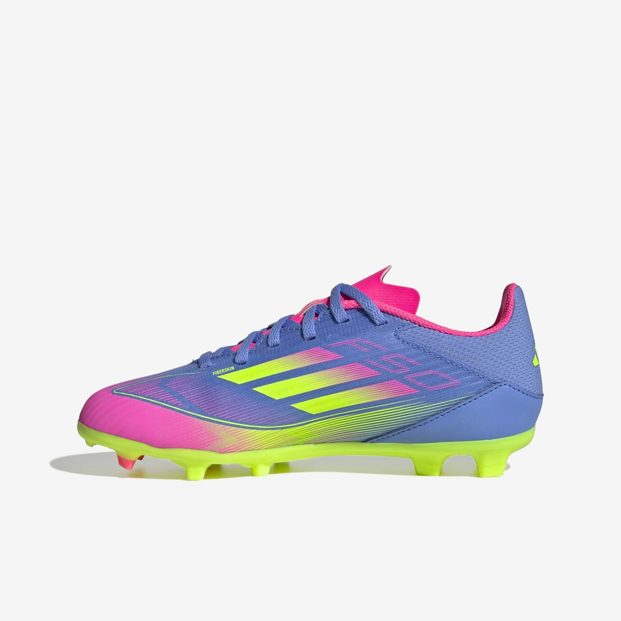 adidas Jr. F50 League Little/Big Kids' FG/MG Low-Top Soccer Cleats - Blue Fusion / Lucid Lemon / Lucid Pink