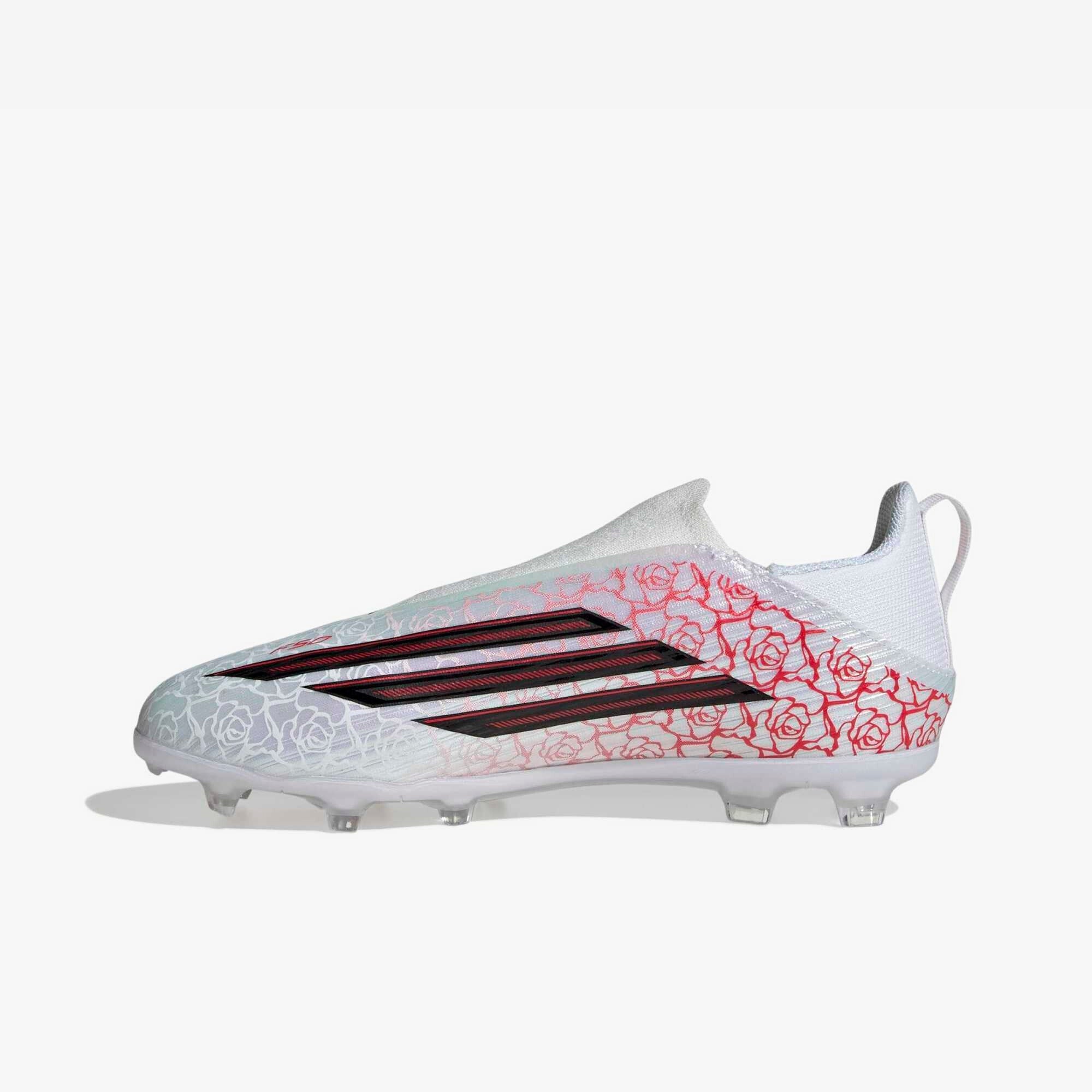adidas Jr. F50 League Laceless LY Big Kids' Firm/Multi-Ground Low-Top Soccer Cleats - Cloud White / Core Black / Lucid Red