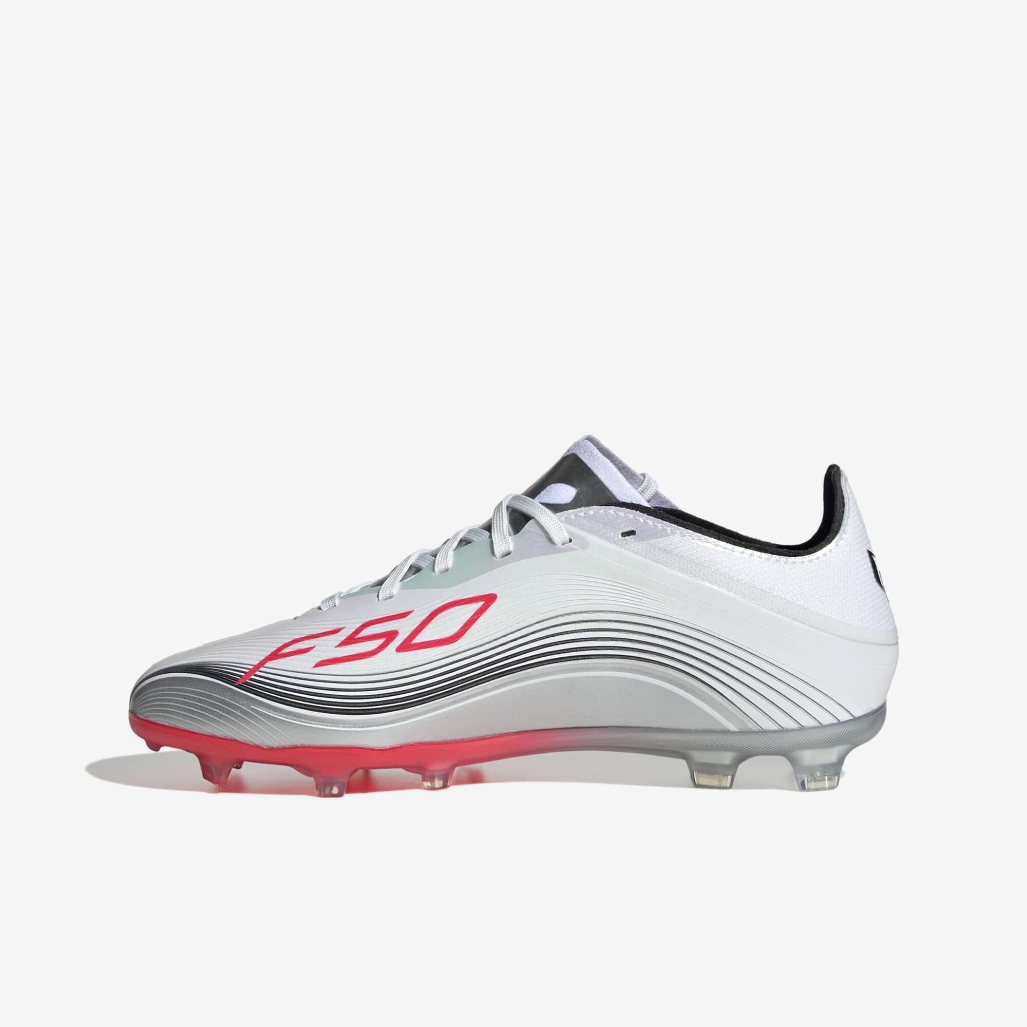 adidas Jr. F50 Messi Elite Big Kids' Firm-Ground Low-Top Soccer Cleats - Cloud White / Lucid Red / Silver Metallic