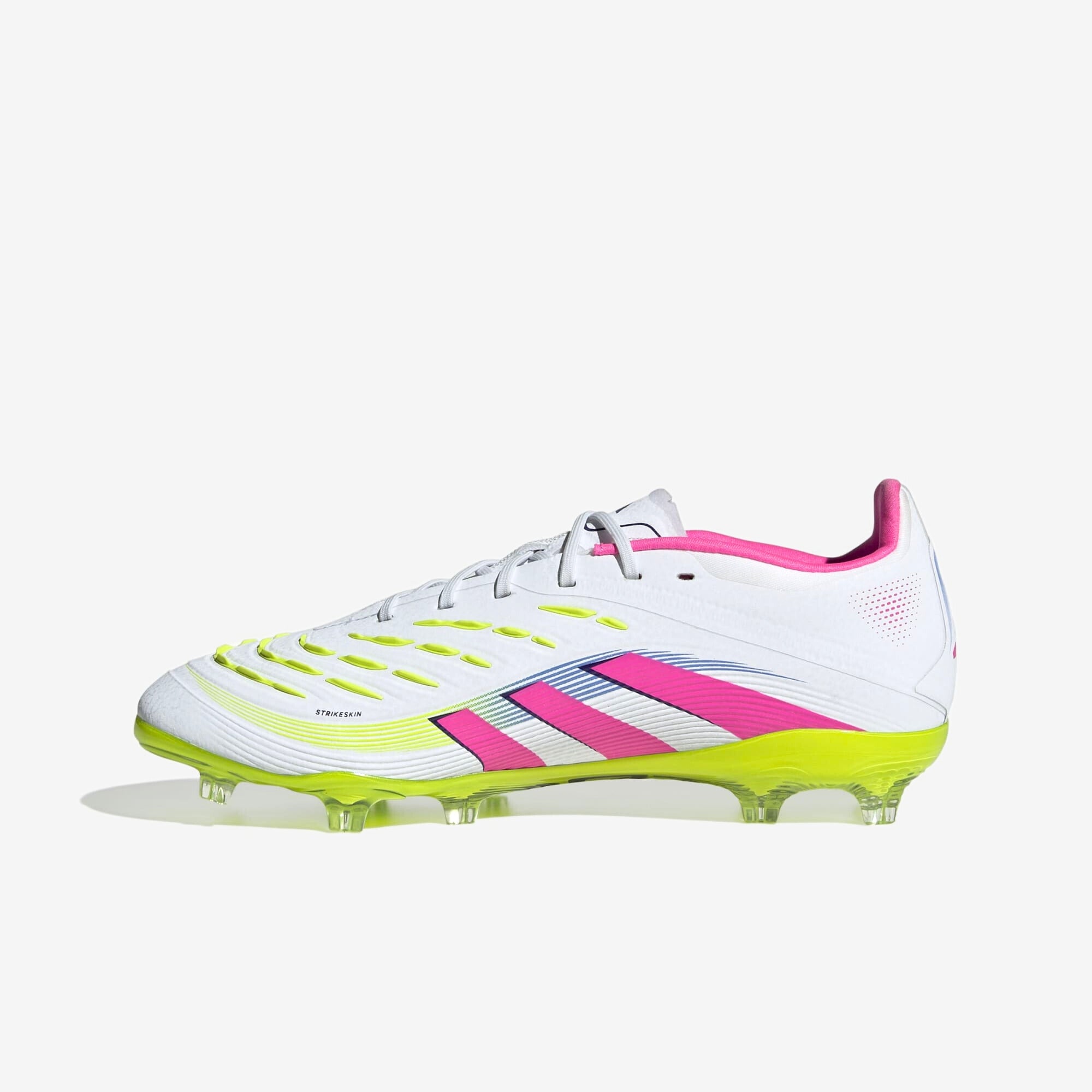 adidas Jr. Predator Elite Big Kids' FG Low-Top Soccer Cleats - Cloud White / Lucid Pink / Lucid Lemon