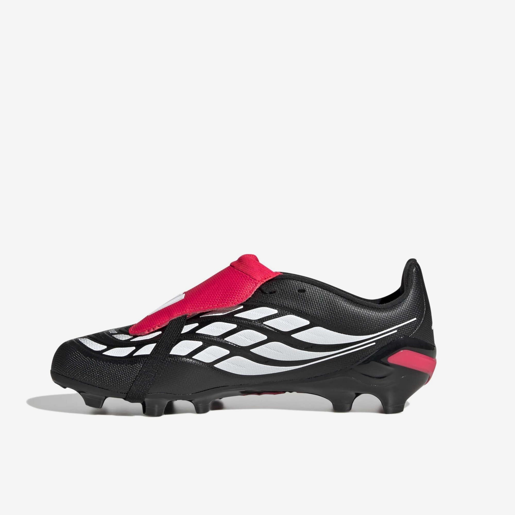 adidas Jr. Predator League Fold-Over Tongue Big Kids' Firm-Ground Low-Top Soccer Cleats - Core Black / Cloud White / Lucid Red