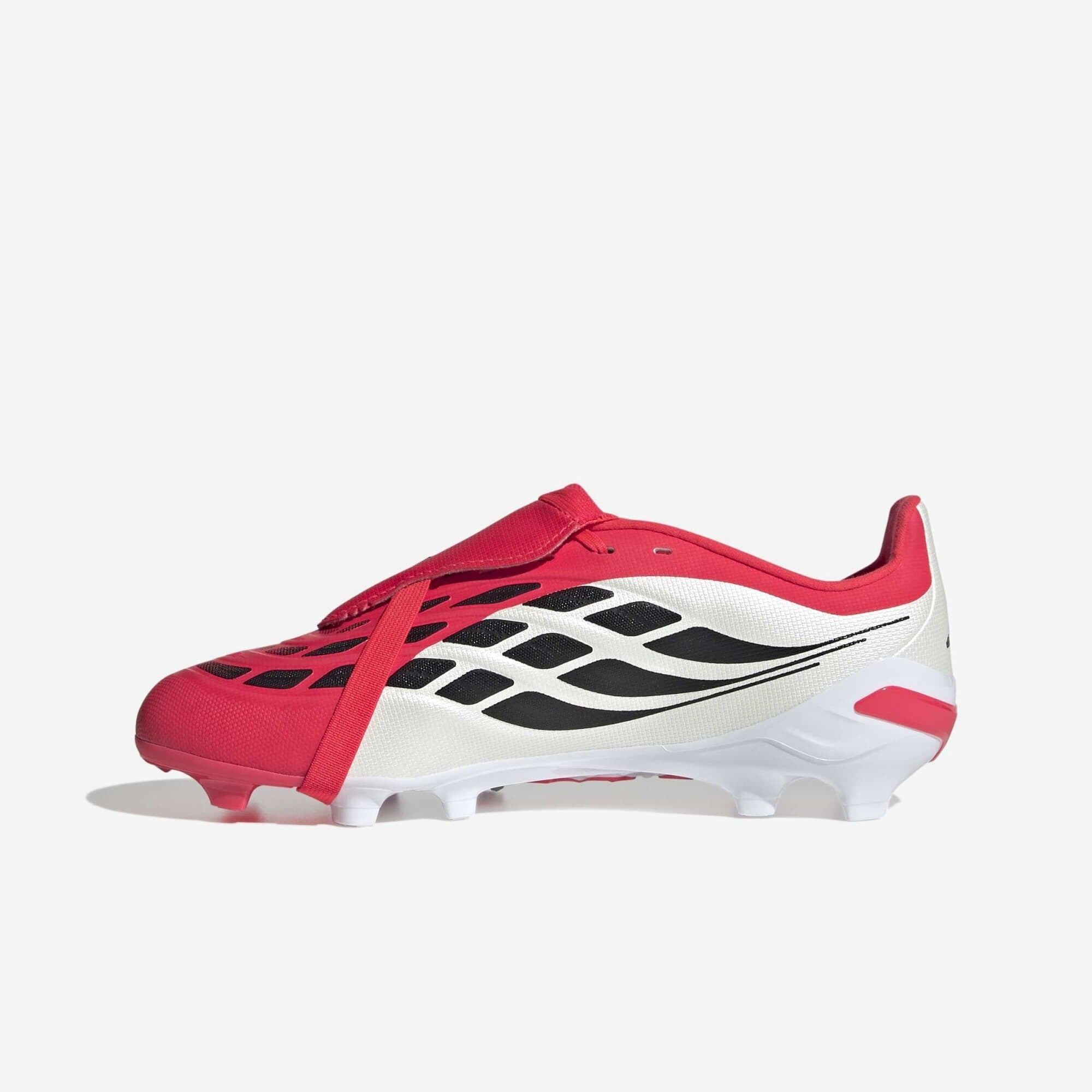 adidas Jr. Predator League Fold-Over Tongue Big Kids' Firm-Ground Low-Top Soccer Cleats - Lucid Red / Core Black / Cloud White