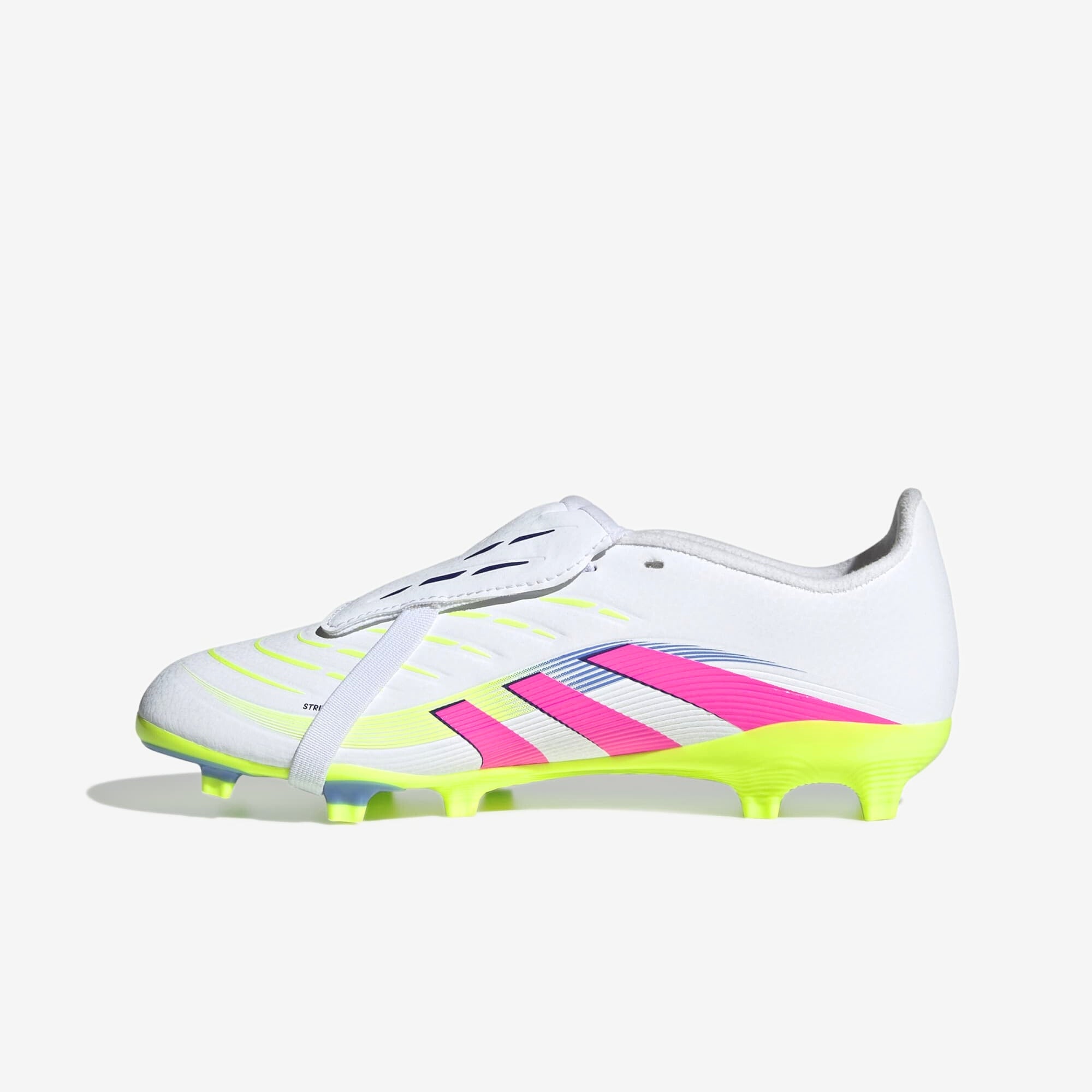 adidas Jr. Predator League Fold-Over Tongue Little/Big Kids' FG Low-Top Soccer Cleats - Cloud White / Lucid Pink / Lucid Lemon