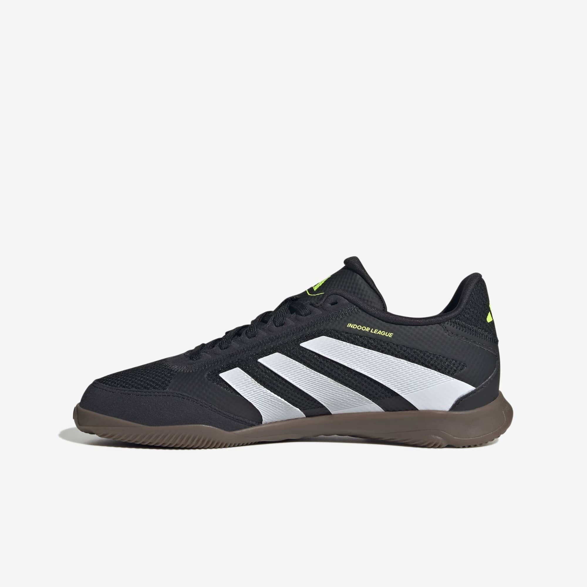 adidas Jr. Predator League Big Kids' Indoor/Court Low-Top Soccer Shoes - Core Black / Cloud White / Lucid Lemon