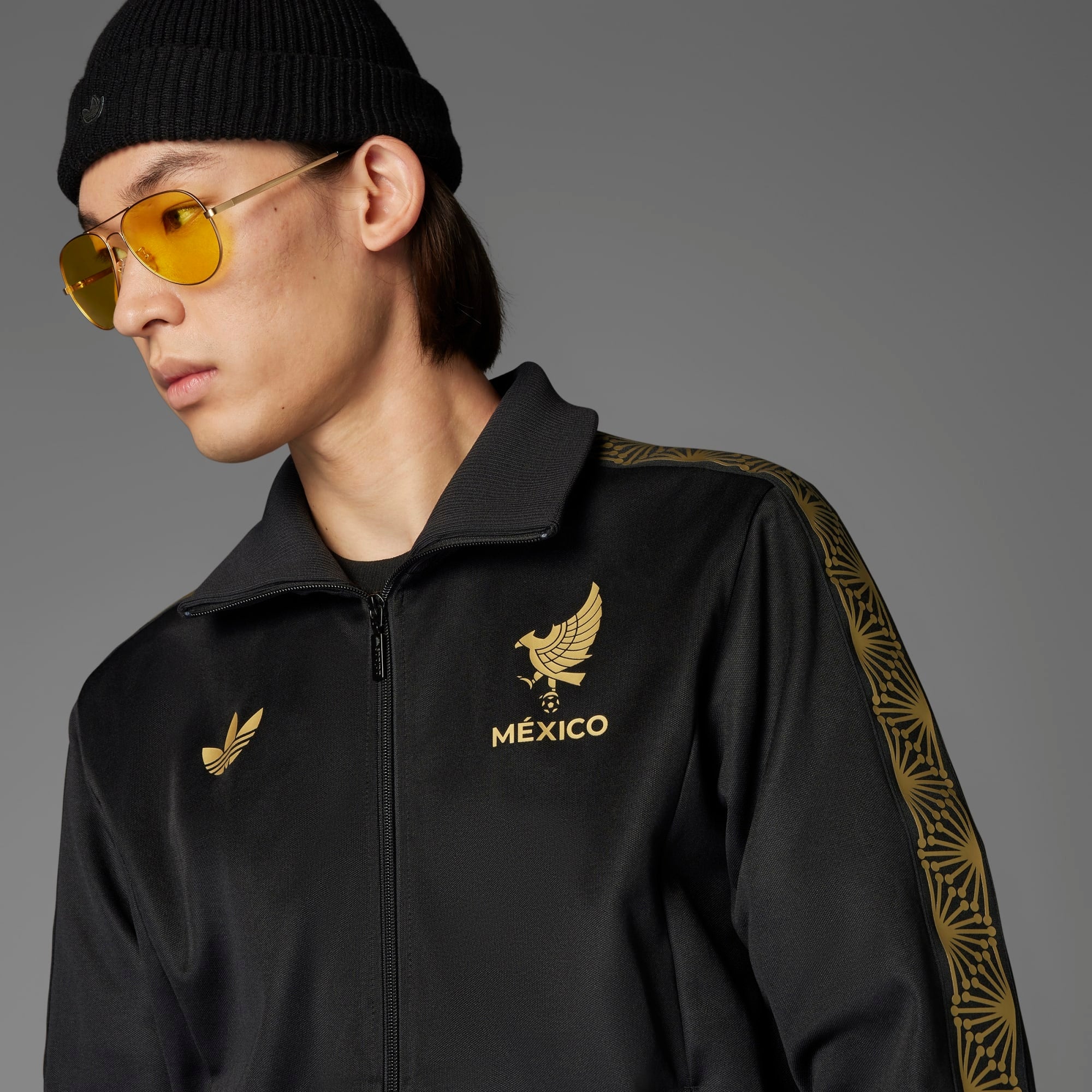 adidas Mexico 2025 Gold Top Men's Full-Zip Soccer Track Jacket - Black