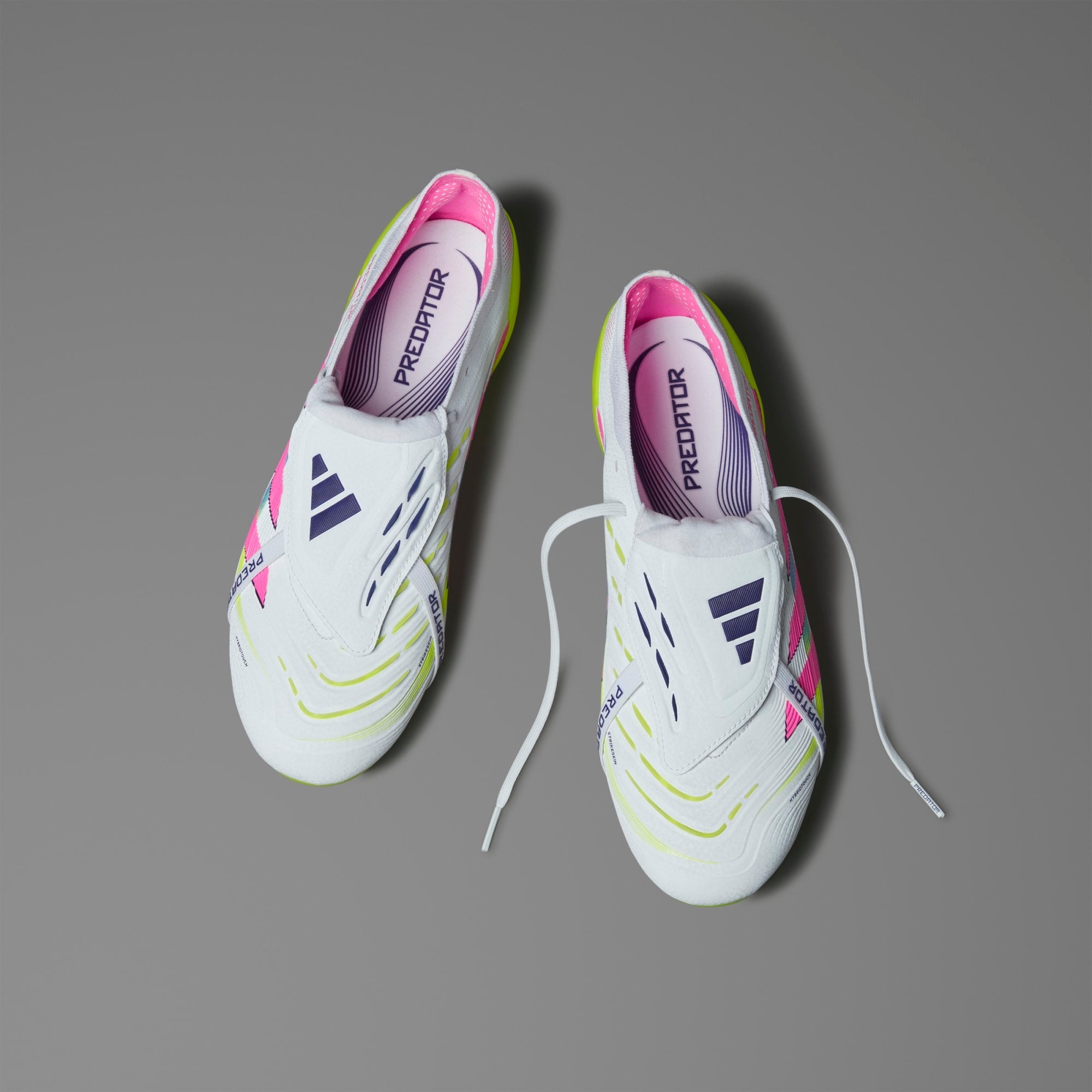 adidas Predator Elite Fold-Over Tongue FG Low-Top Soccer Cleats - Cloud White / Lucid Pink / Lucid Lemon