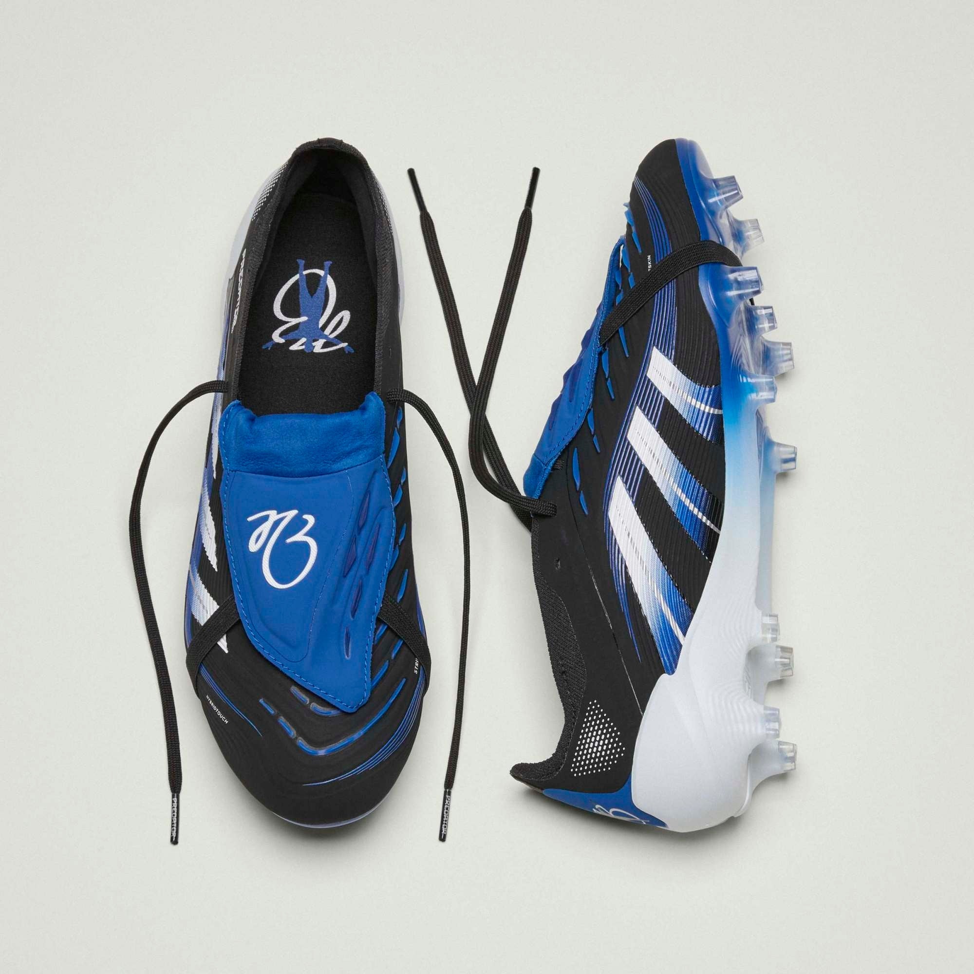adidas Predator Elite JB Fold-Over Tongue Firm-Ground Low-Top Soccer Cleats - Core Black / Cloud White / Glow Blue