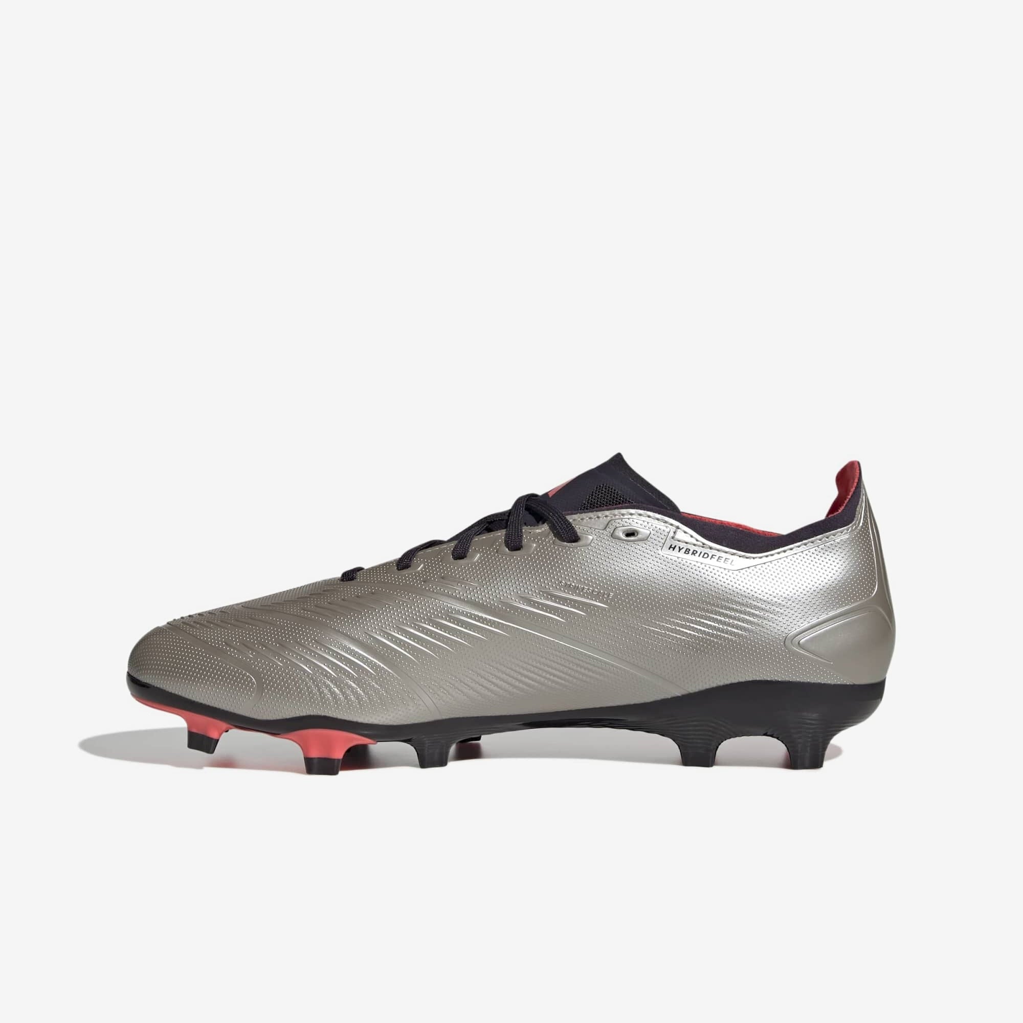 adidas Predator League Firm-Ground Low-Top Soccer Cleats - Platinum Metallic / Aurora Black / Turbo
