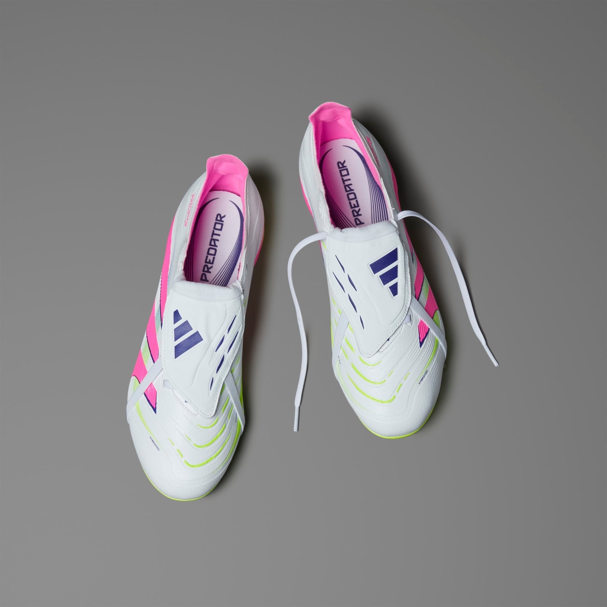 adidas Predator League Fold-Over Tongue Firm/Multi-Ground Low-Top Soccer Cleats - Cloud White / Lucid Pink / Lucid Lemon