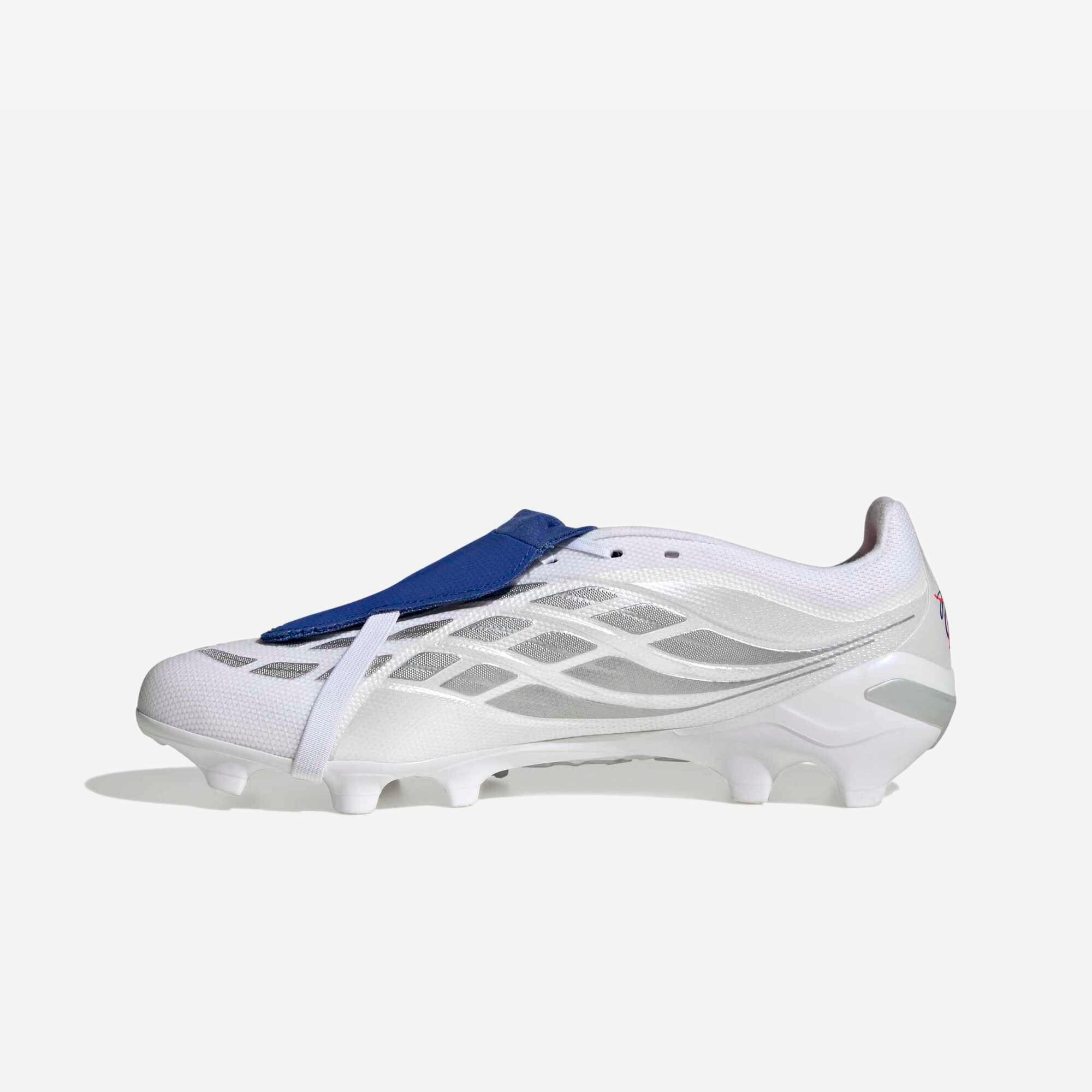 adidas Predator League Fold-Over Tongue Firm-Ground Low-Top Soccer Cleats - Cloud White / Zero Metalic / Royal Blue
