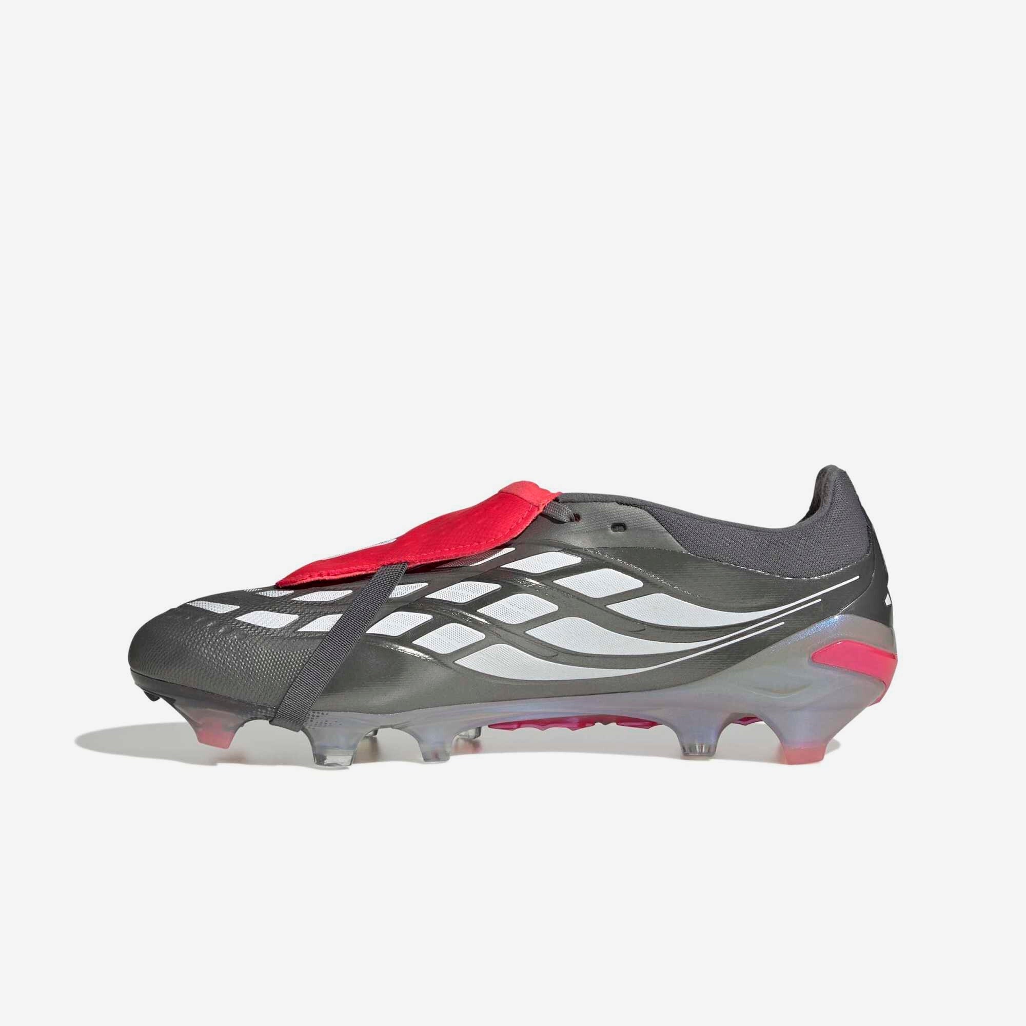 adidas Predator Pro Fold-Over Tongue Firm-Ground Low-Top Soccer Cleats - Iron Metallic / Zero Metalic / Lucid Red
