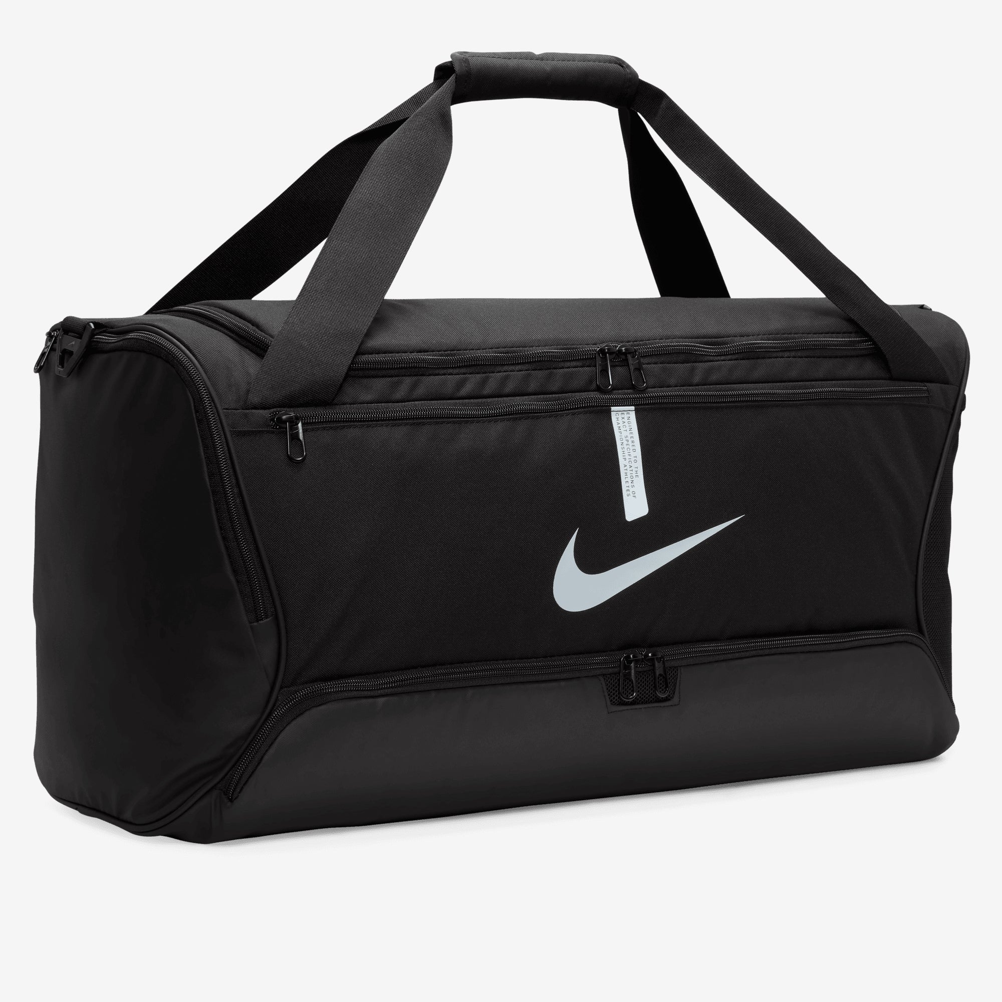 Nike Academy Team Soccer Duffel Bag (Medium, 60L) - Black/Black/White