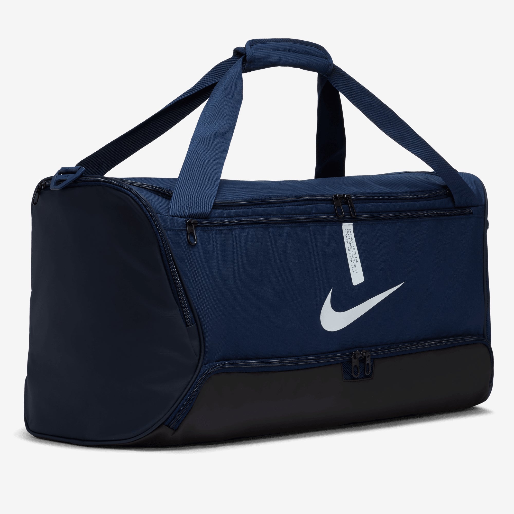 Nike Academy Team Soccer Duffel Bag (Medium, 60L) - Midnight Navy/Black/White