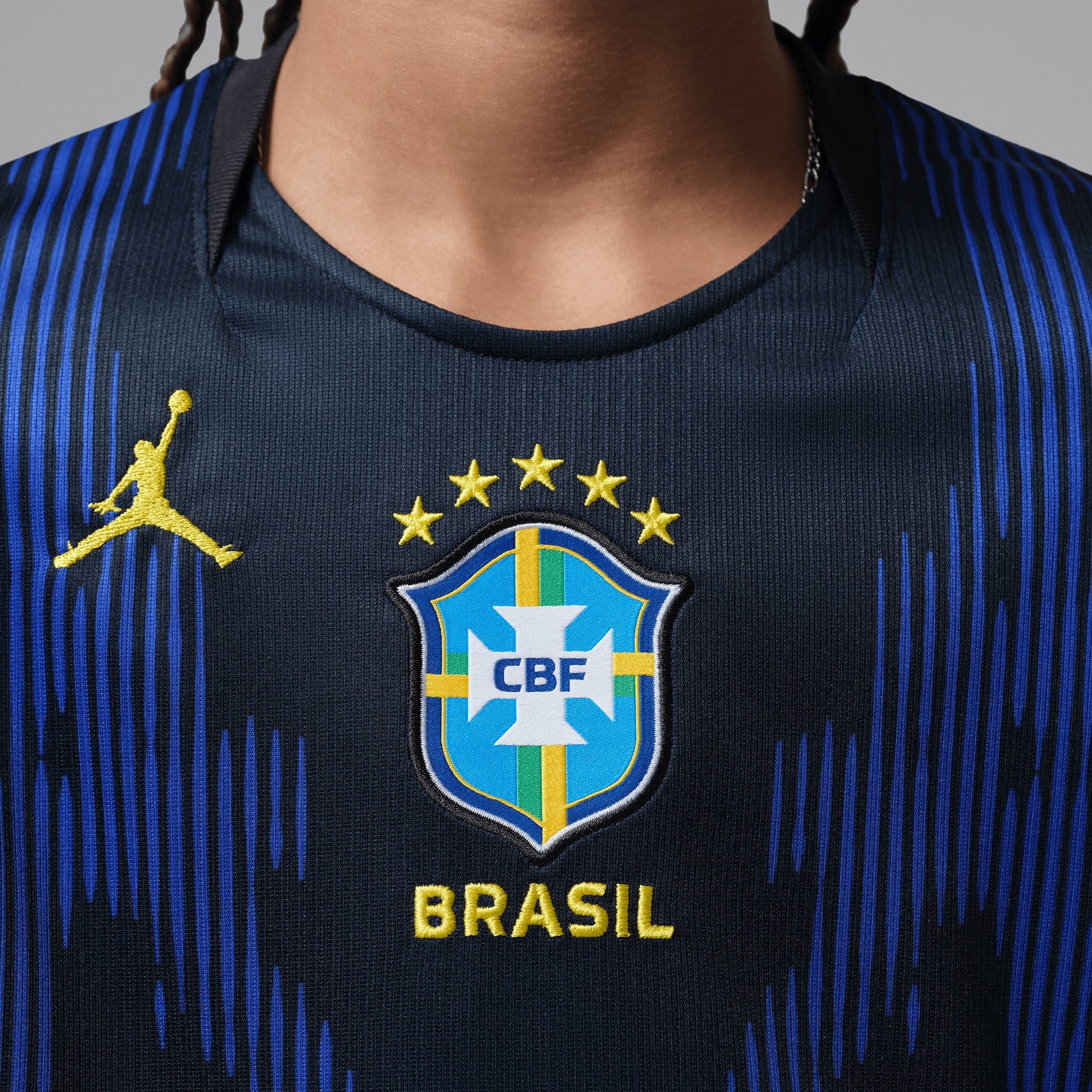 Nike Brazil 2026 Stadium Away Big Kids' Jordan Dri-FIT Soccer Replica Jersey - Old Royal/Black