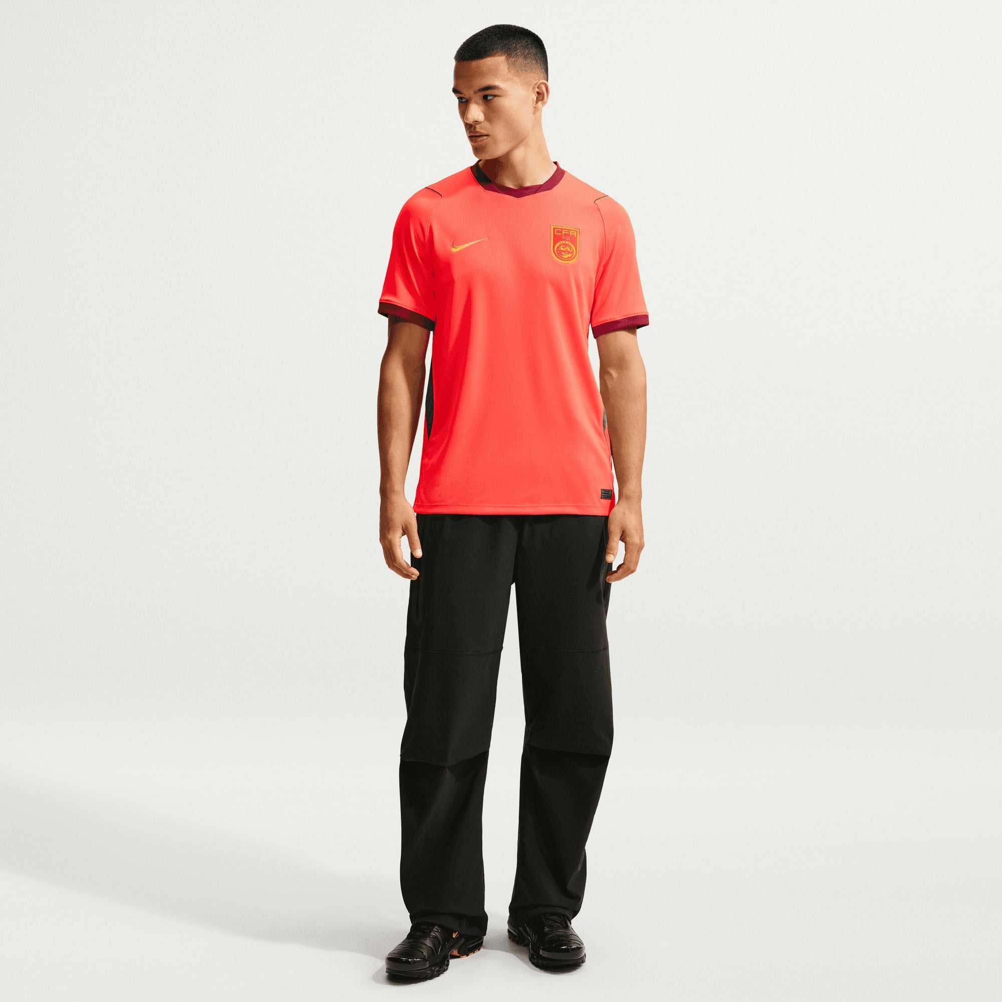 Nike China 2026 Stadium Home Men's Dri-FIT Soccer Replica Jersey - Bright Crimson/Team Red/Yellow Ochre