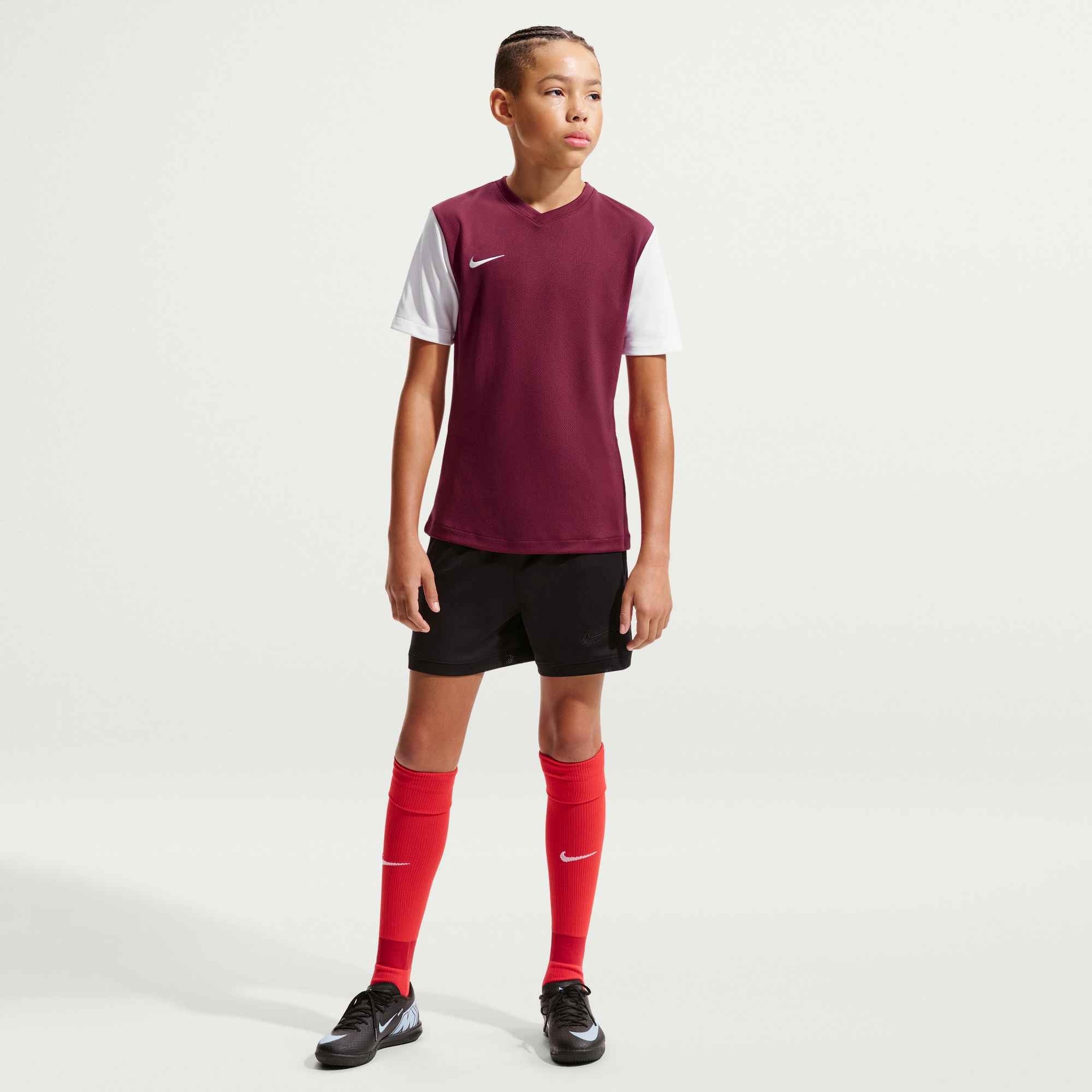 Nike Dri-FIT Tiempo Premier 2 Big Kids' Short-Sleeve Soccer Jersey - Team Maroon/White/White