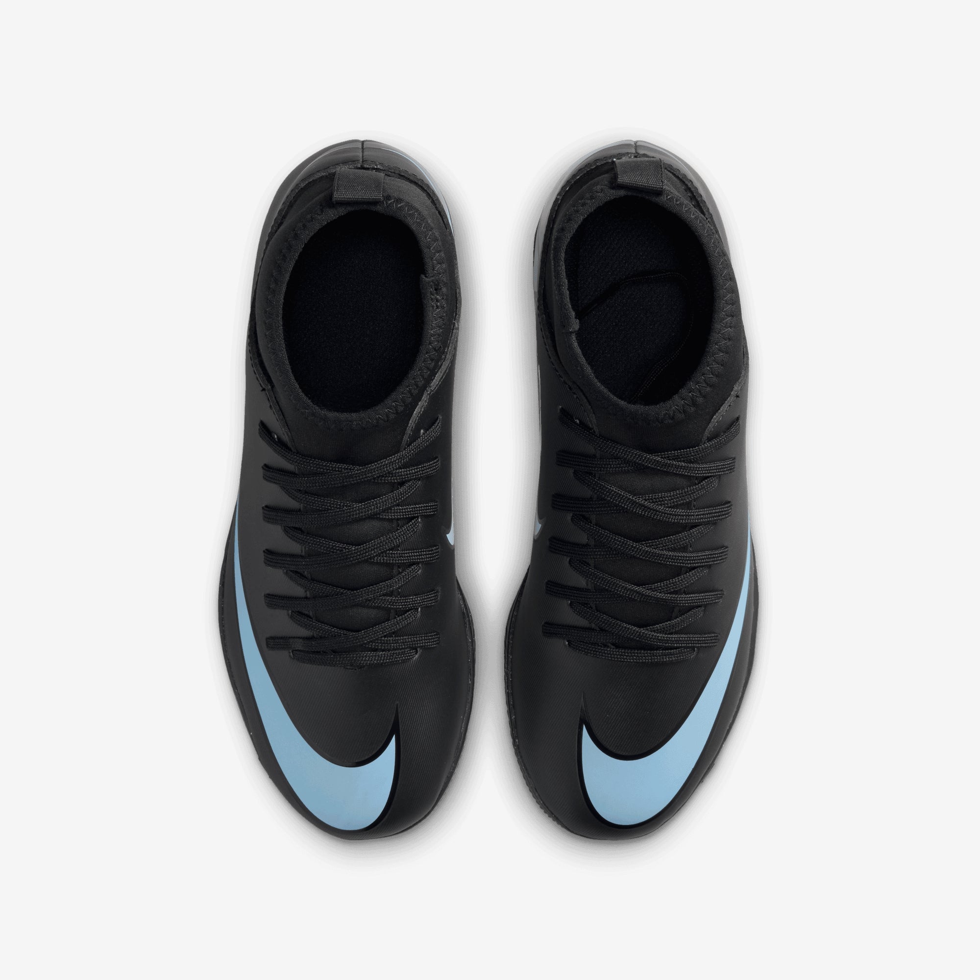 Nike Jr. Mercurial Superfly 10 Club Little/Big Kids' Indoor/Court High-Top Soccer Shoes - Black/Ice Blue