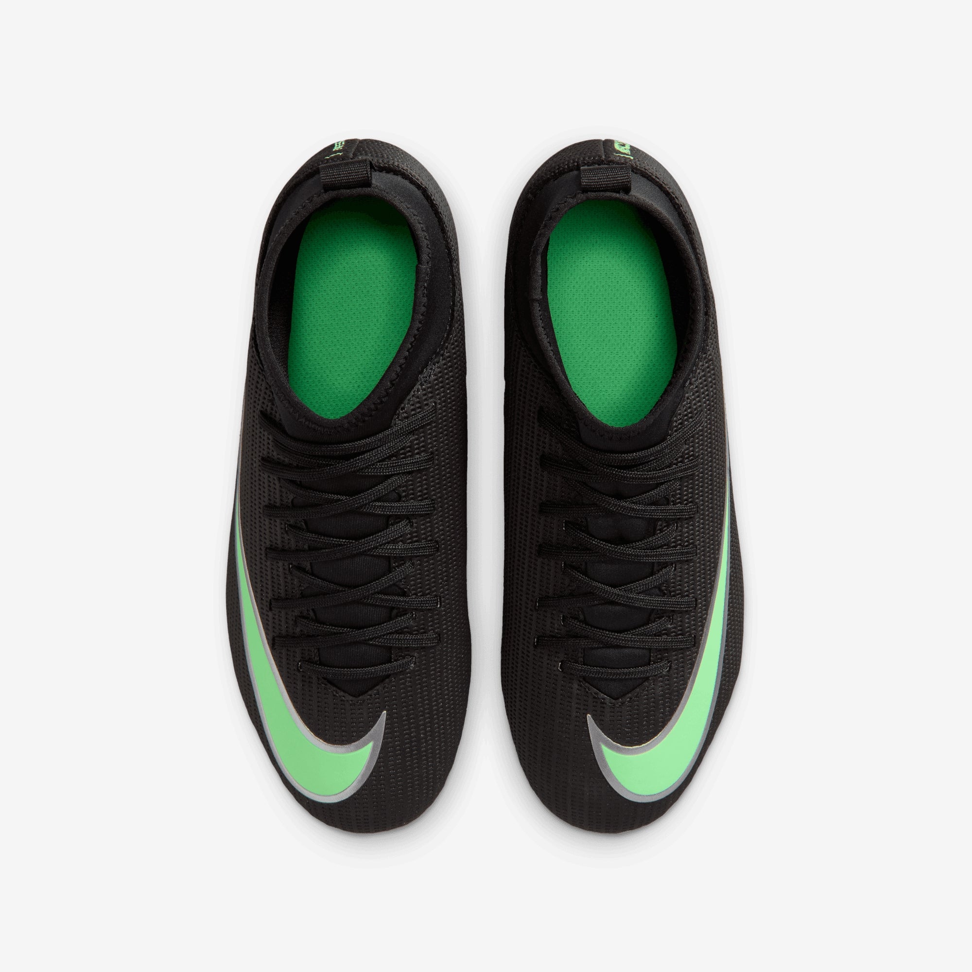 Nike Jr. Mercurial Superfly 11 Club Big Kids' Multi-Ground High-Top Soccer Cleats - Black/Illusion Green-Black