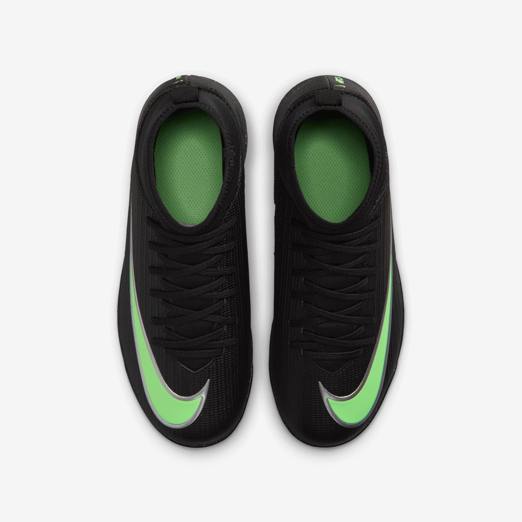 Nike Jr. Mercurial Superfly 11 Club Big Kids' Turf High-Top Soccer Shoes - Black/Illusion Green-Black