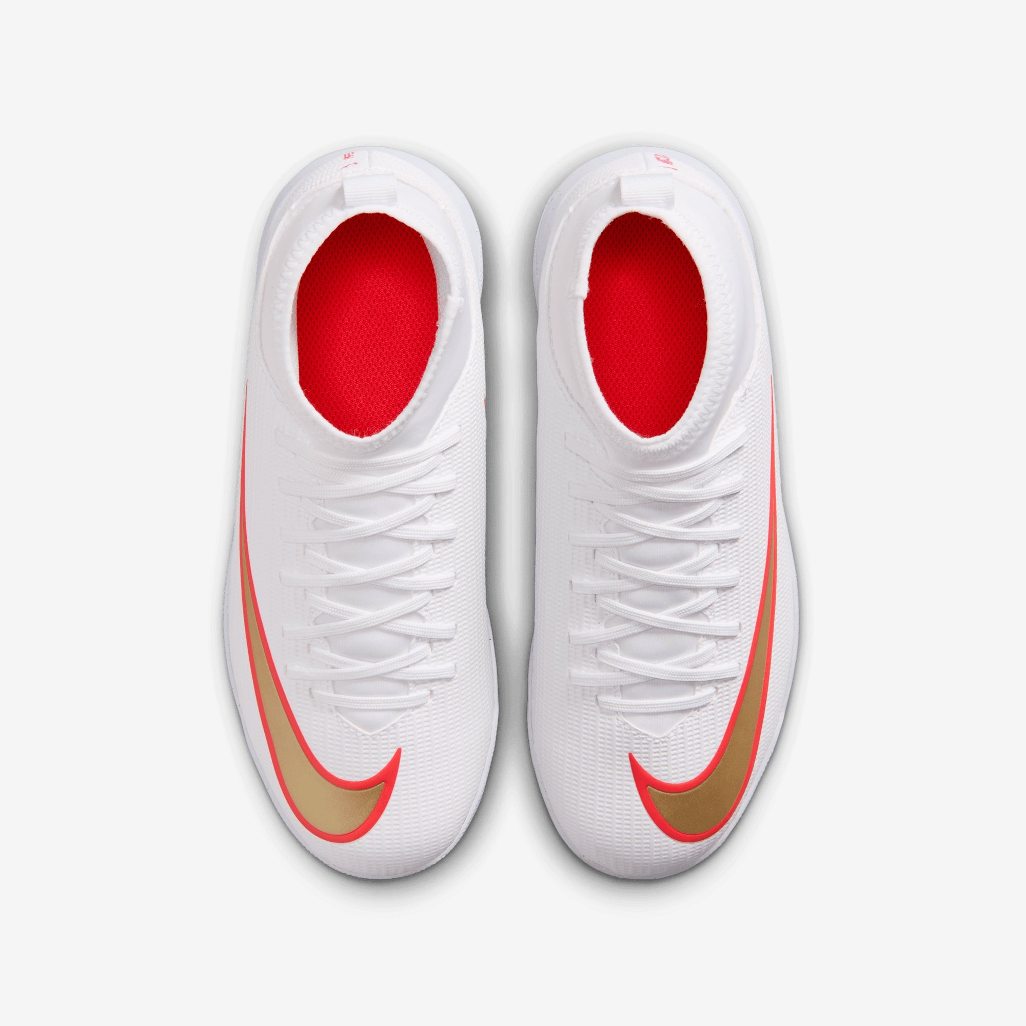 Nike Jr. Mercurial Superfly 11 Club Big Kids' Turf High-Top Soccer Shoes - White/Blur-Bright Crimson
