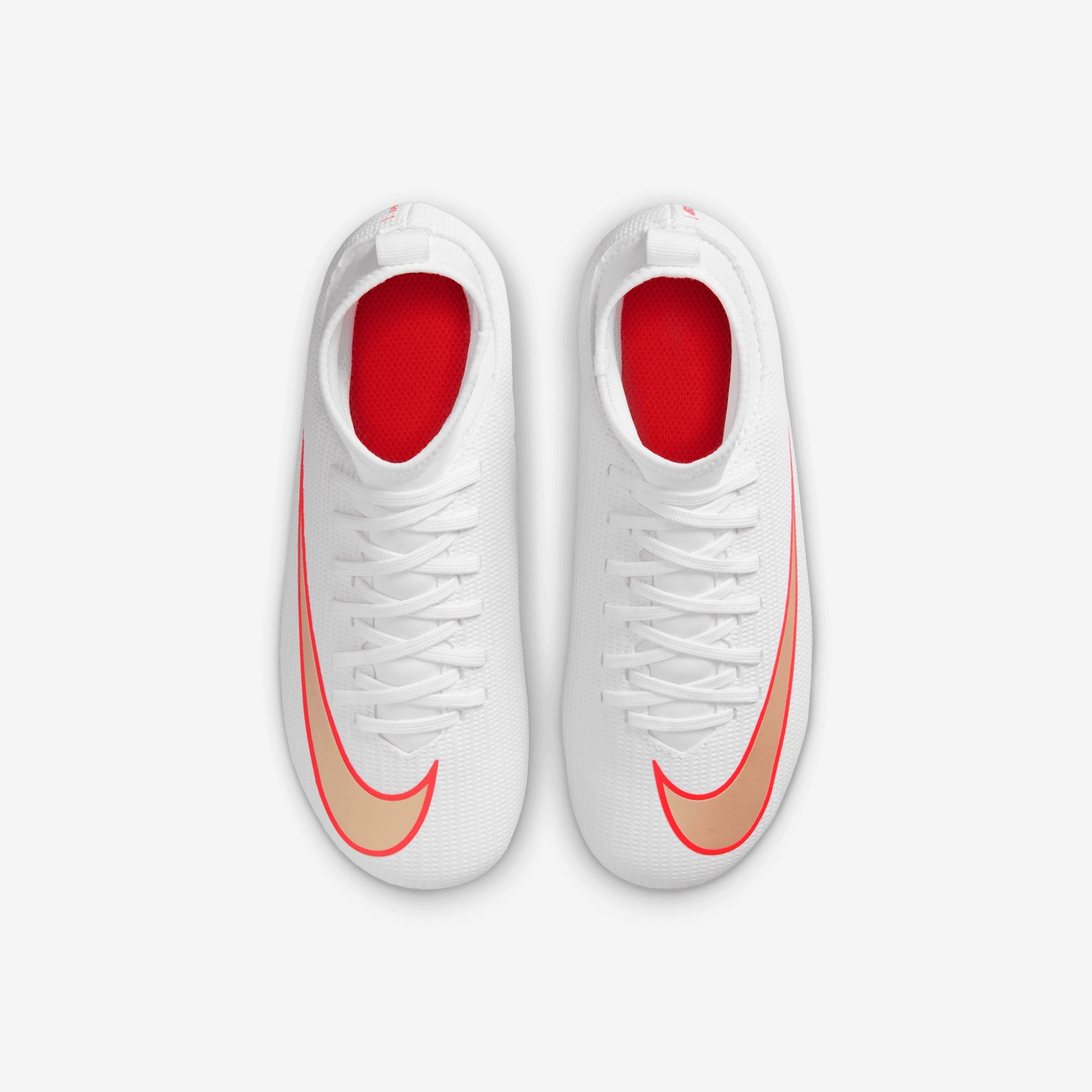 Nike Jr. Mercurial Superfly 11 Club Little Kids' Multi-Ground High-Top Soccer Cleats - White/Blur-Bright Crimson