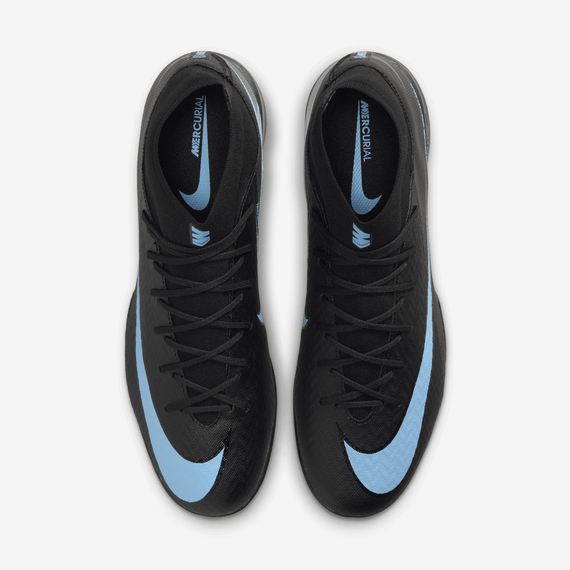 Nike Mercurial Superfly 10 Academy Indoor/Court High-Top Soccer Shoes - Black/Ice Blue