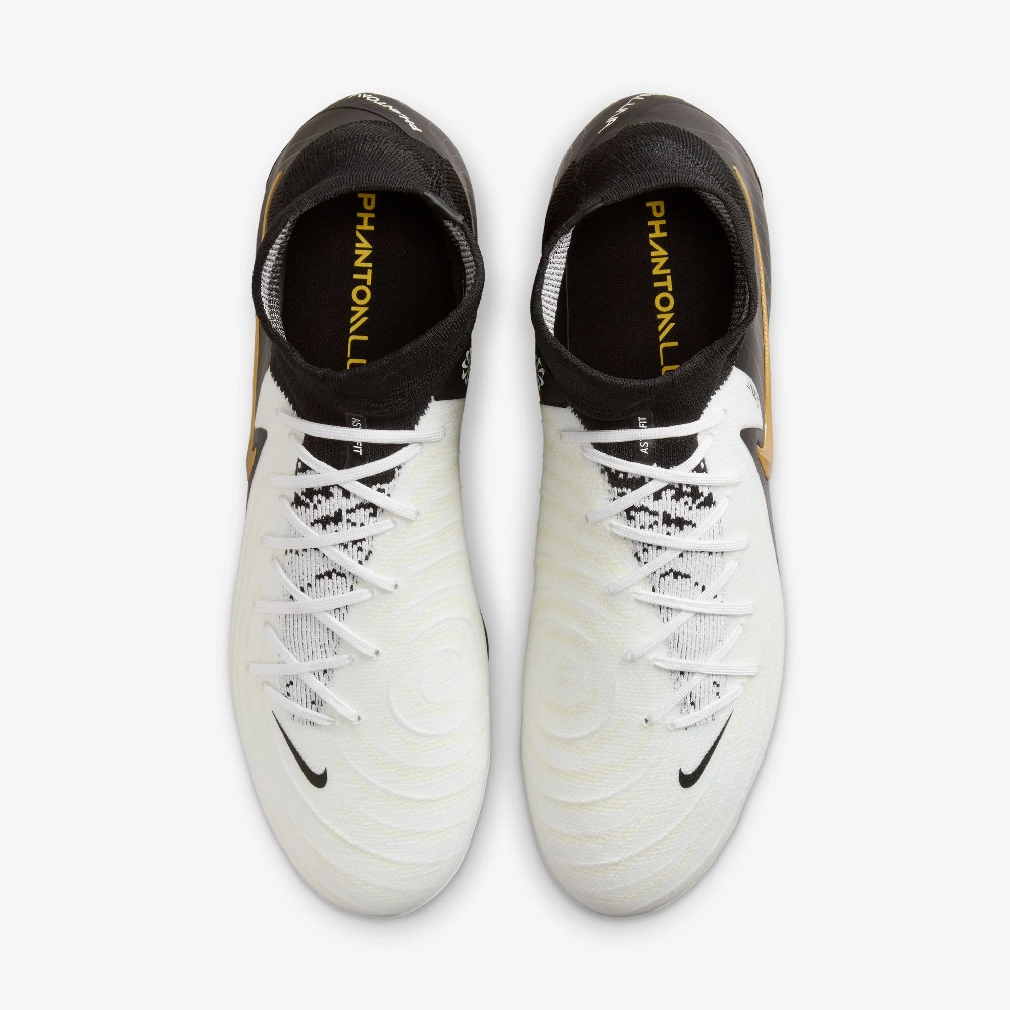 Nike Phantom Luna 2 Pro FG High-Top Soccer Cleats - White/Black/Metallic Gold Coin
