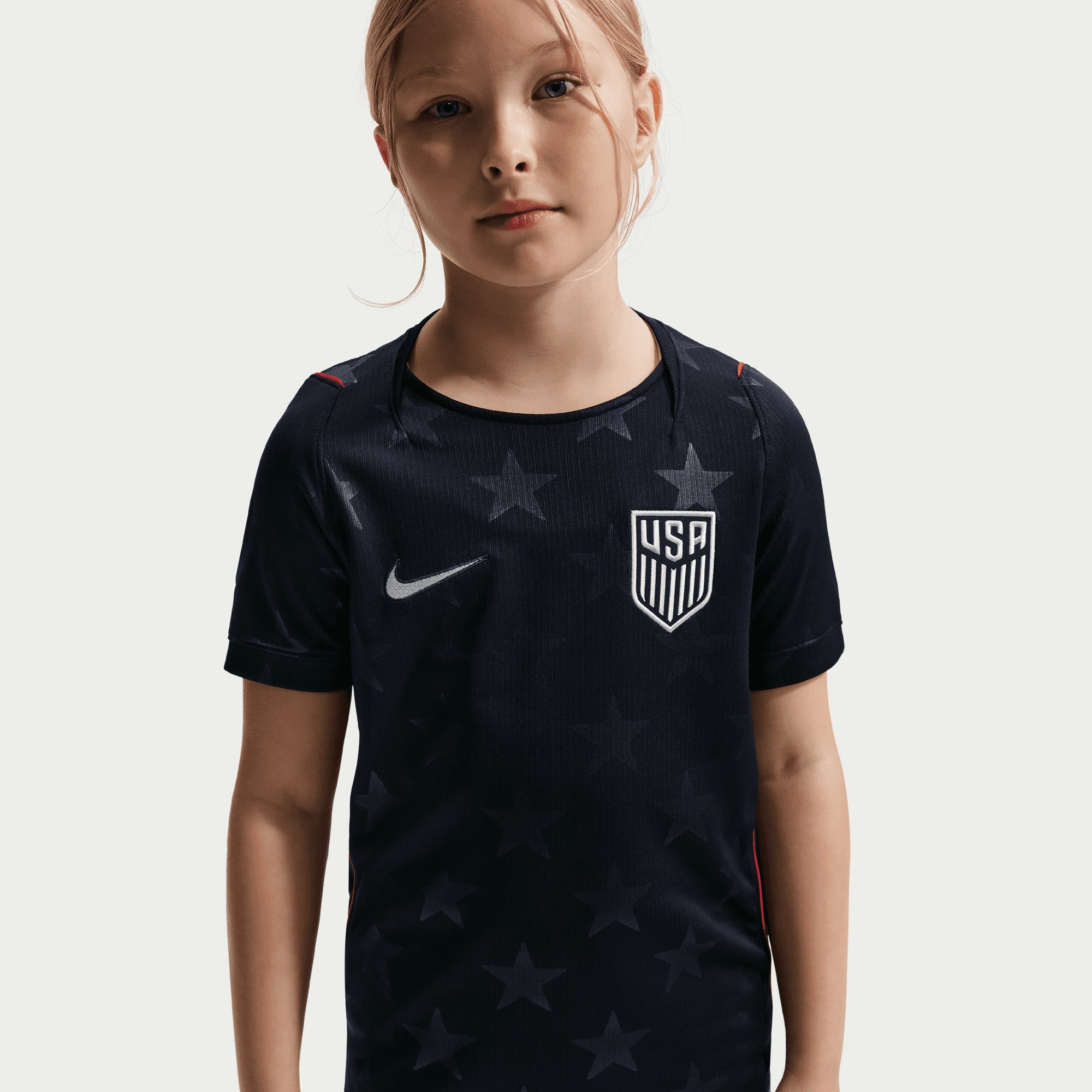Nike USMNT 2026 Stadium Away Big Kids' Dri-FIT Soccer Replica Jersey - Dark Obsidian/Pure Platinum