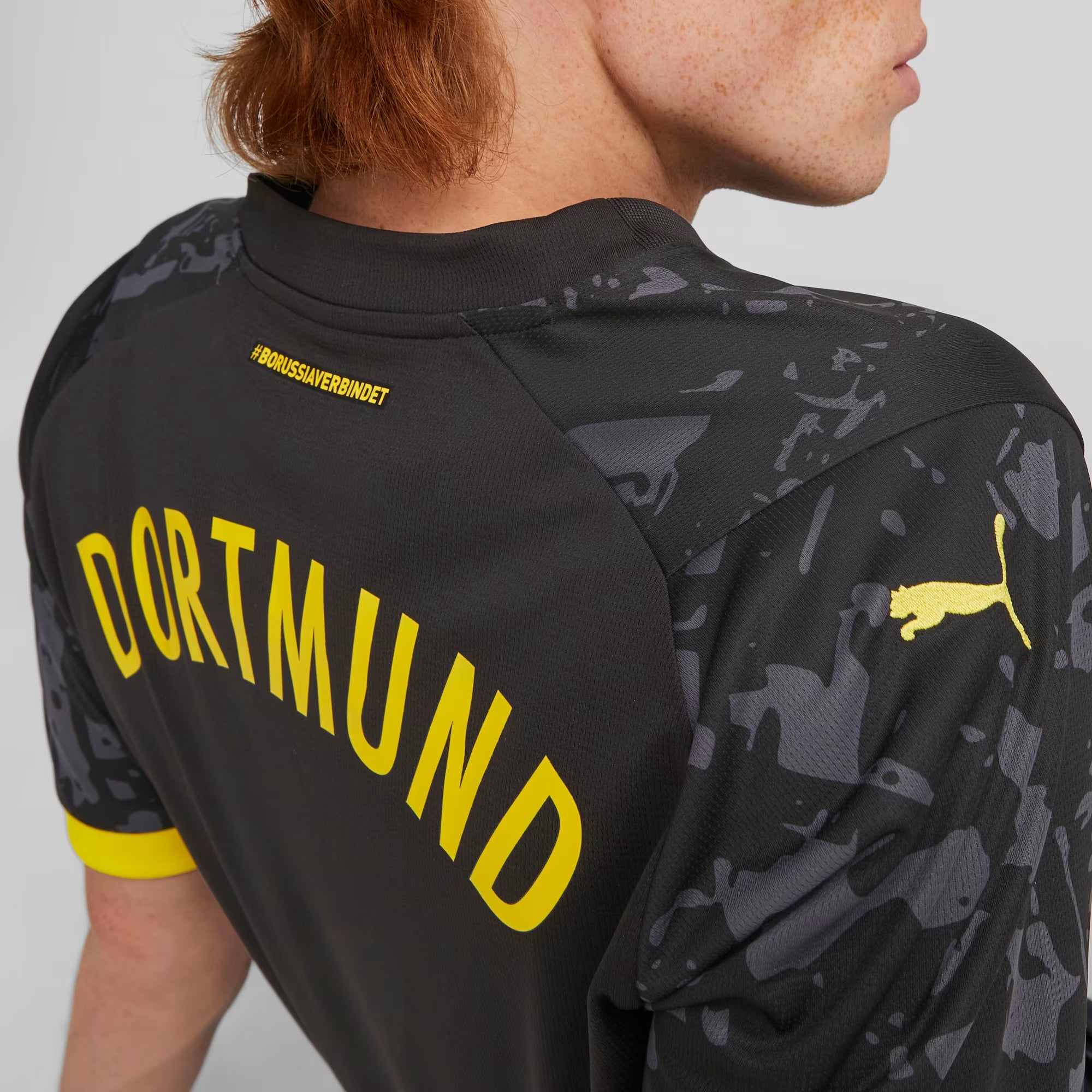 PUMA Borussia Dortmund 2023/24 Stadium Away Men's Soccer Replica Jersey - PUMA Black-Cyber Yellow