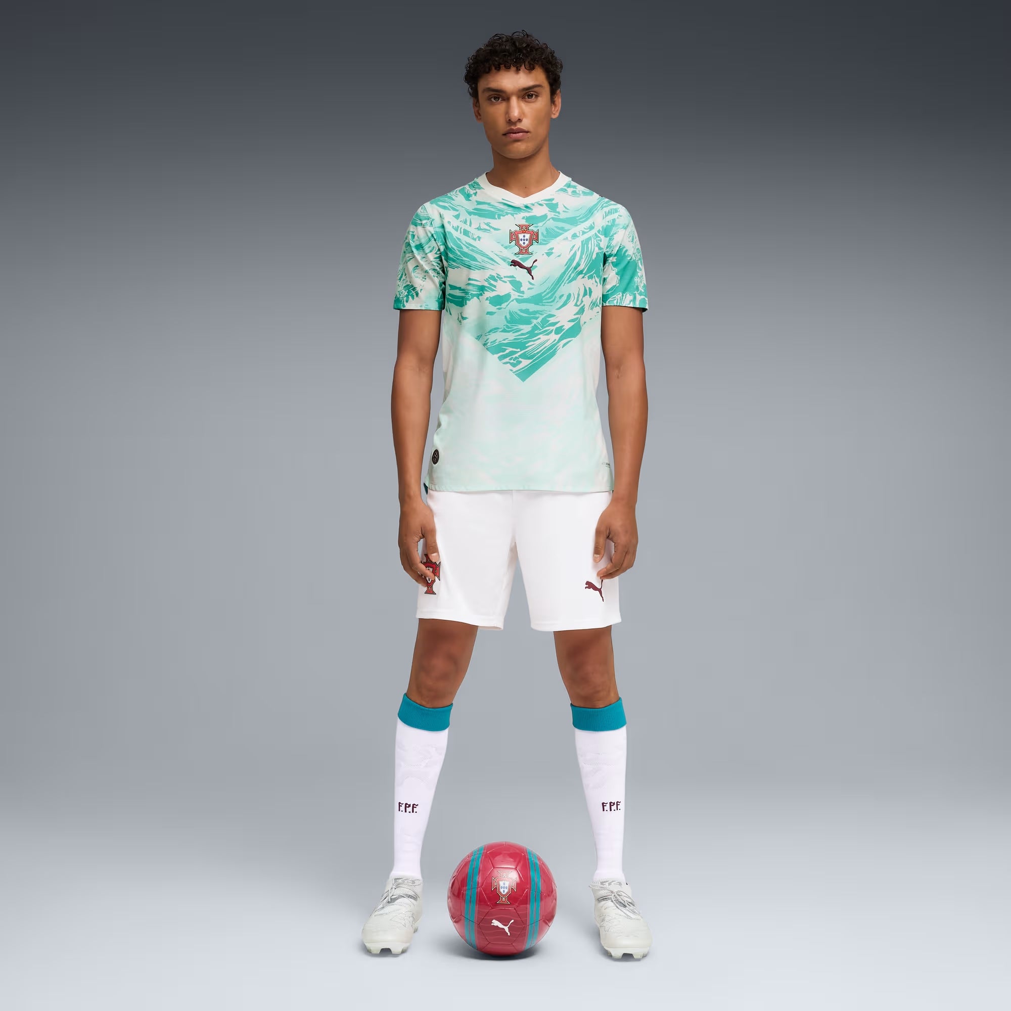PUMA Portugal 2026 Match Away Men's Soccer Authentic Jersey - PUMA White-Green Lagoon