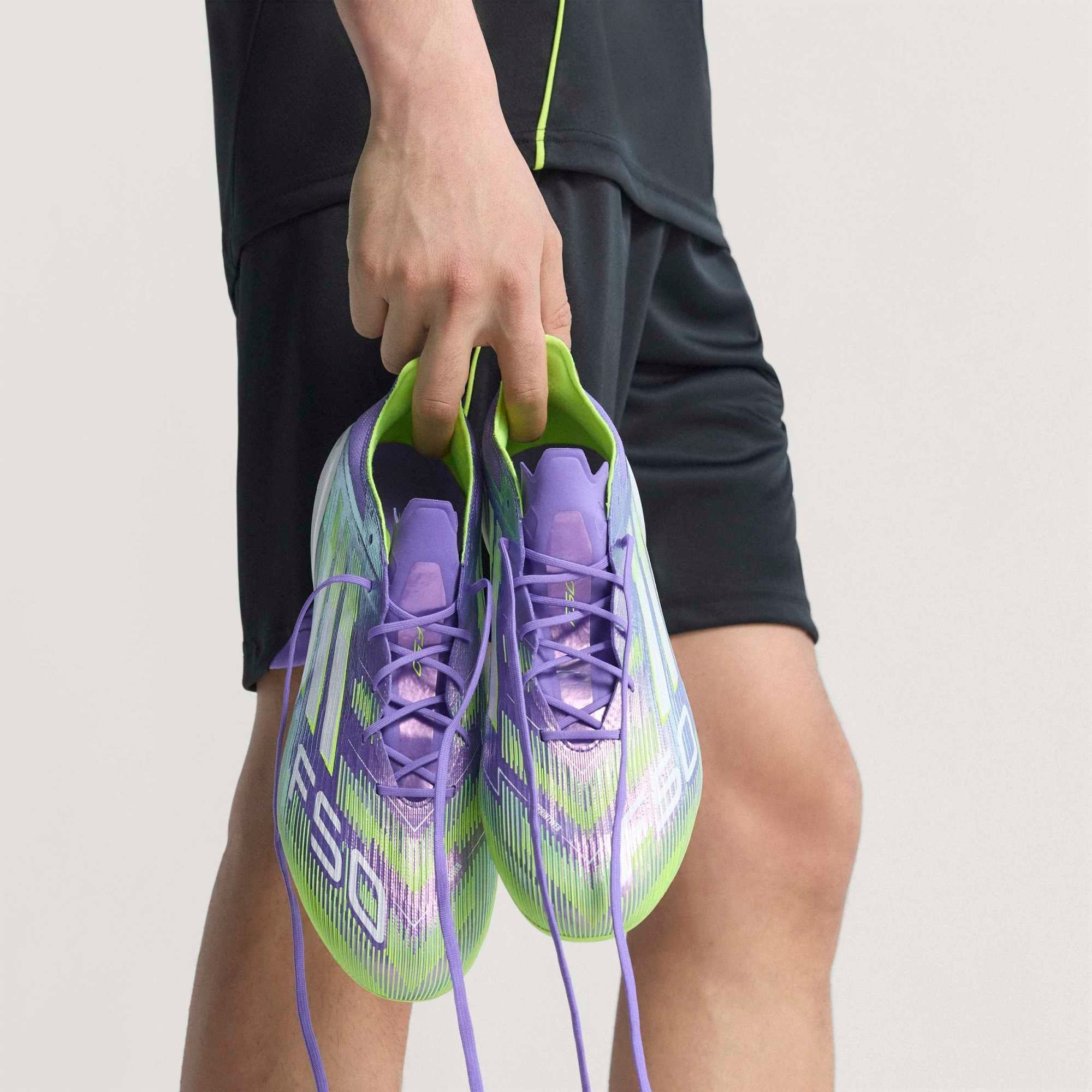adidas F50 Elite Firm-Ground Low-Top Soccer Cleats - Purple Rush / Cloud White / Lucid Lemon