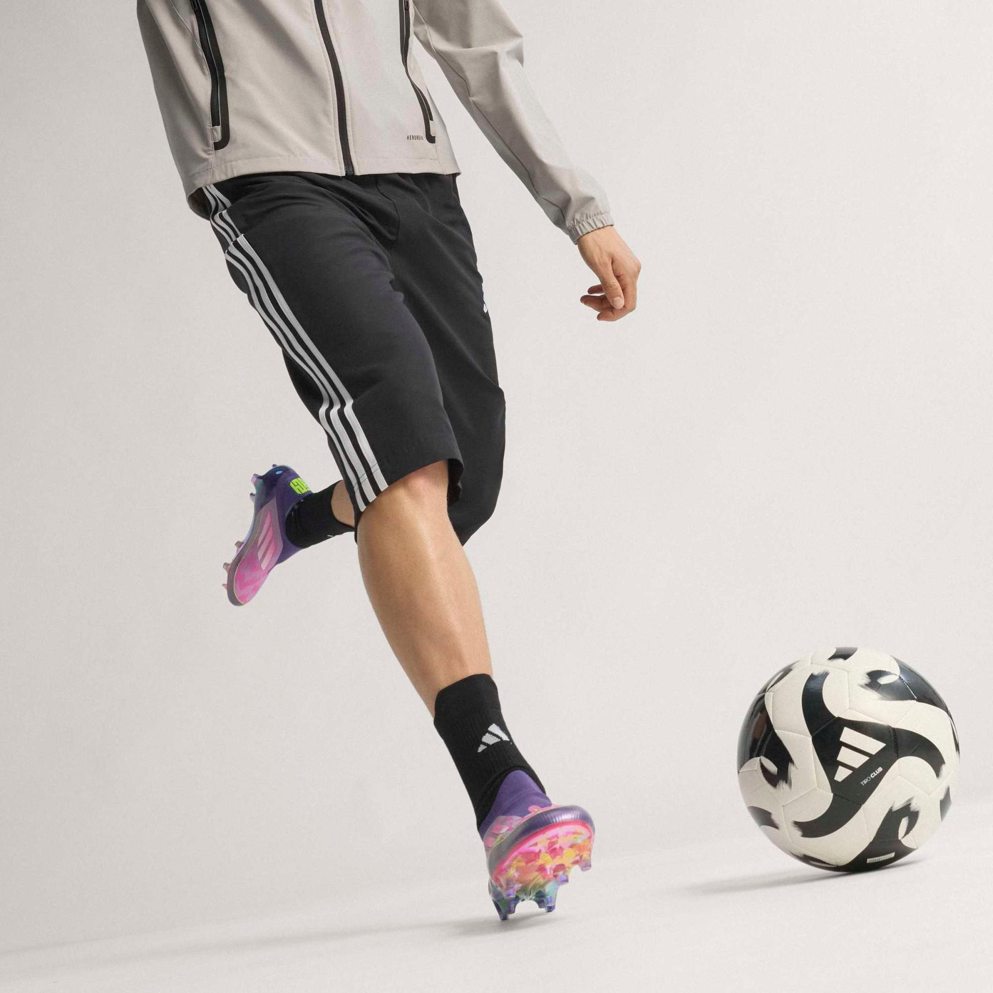 adidas F50 Elite LY Laceless Firm-Ground Low-Top Soccer Cleats - Purple / Cloud White / Lucid Lemon