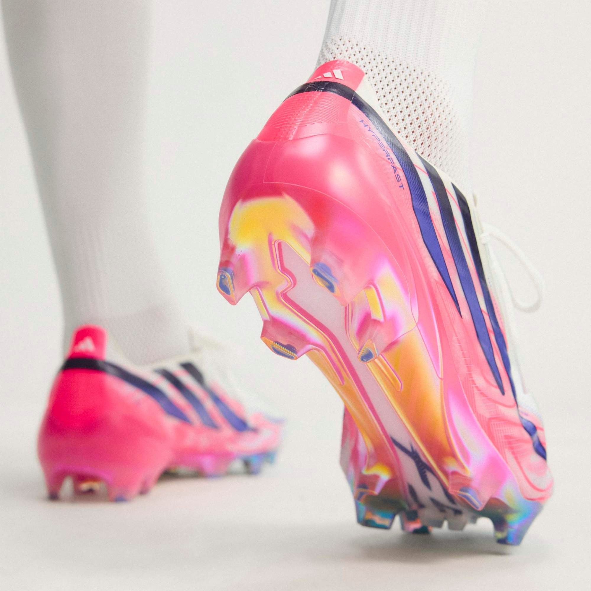 adidas F50 Hyperfast Elite Firm-Ground Low-Top Soccer Cleats - Ftwr White / Solar Purple / Solar Turbo