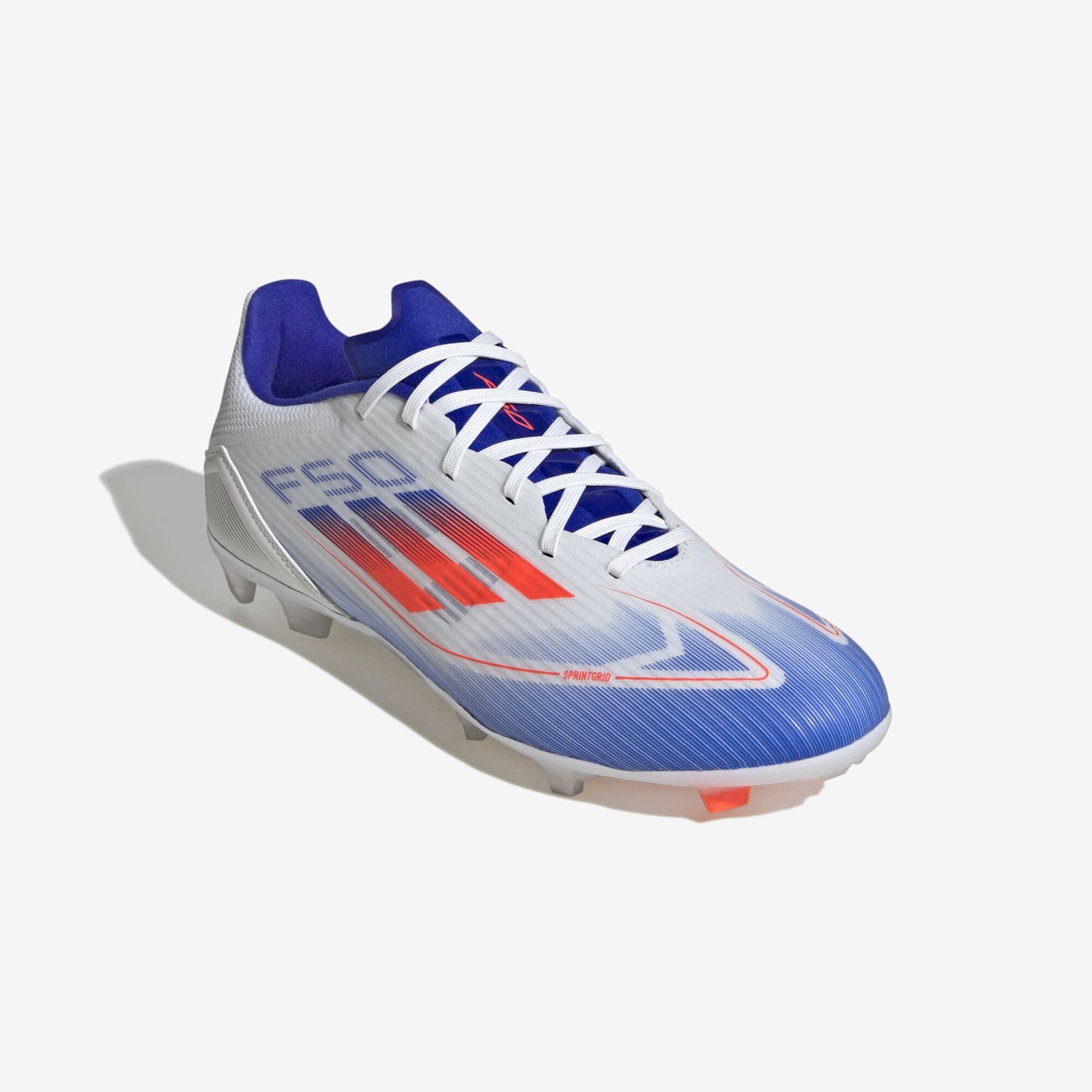 adidas F50 League Firm/Multi-Ground Soccer Cleats - Cloud White / Solar Red / Lucid Blue