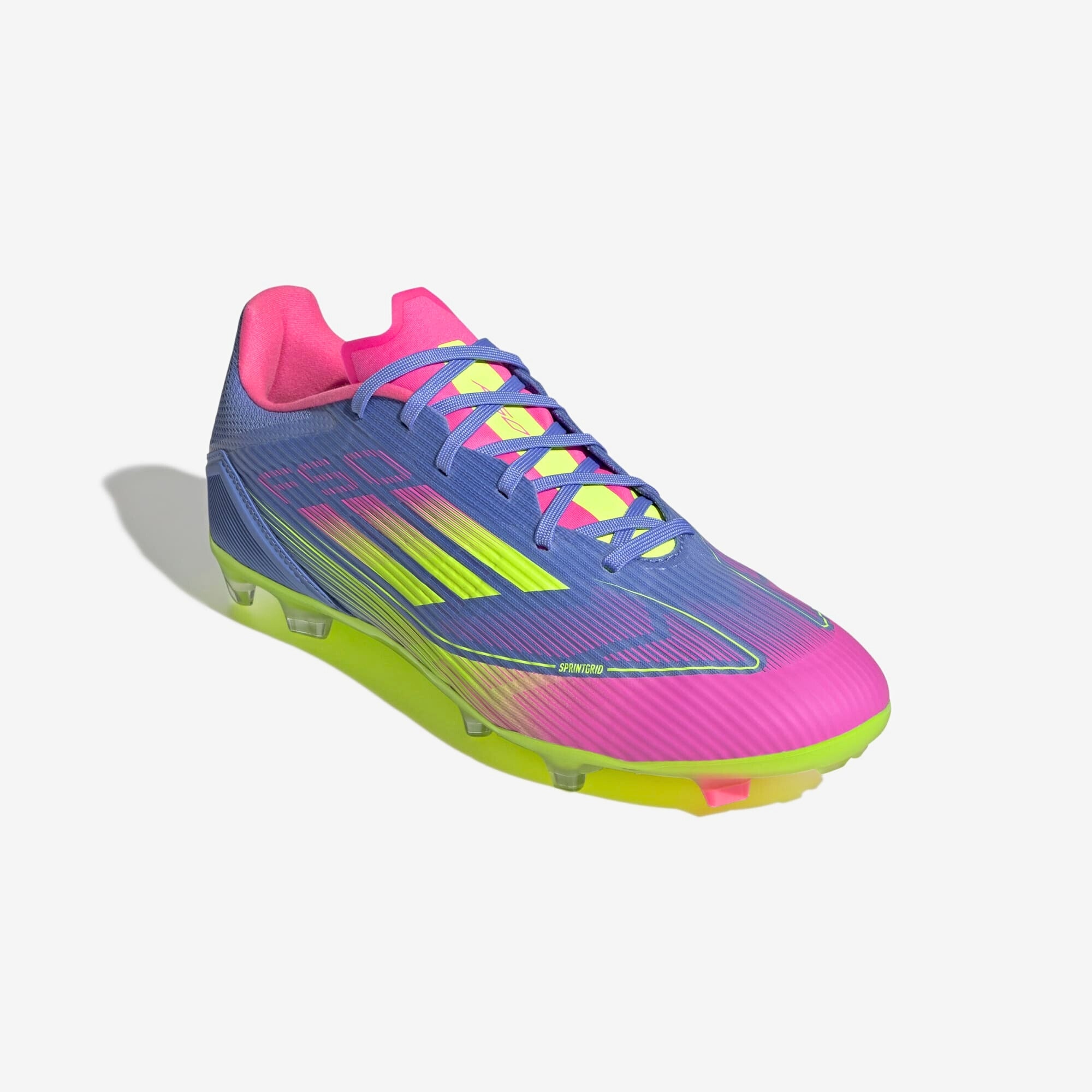 adidas F50 League FG/MG Low-Top Soccer Cleats - Blue Fusion / Lucid Lemon / Lucid Pink