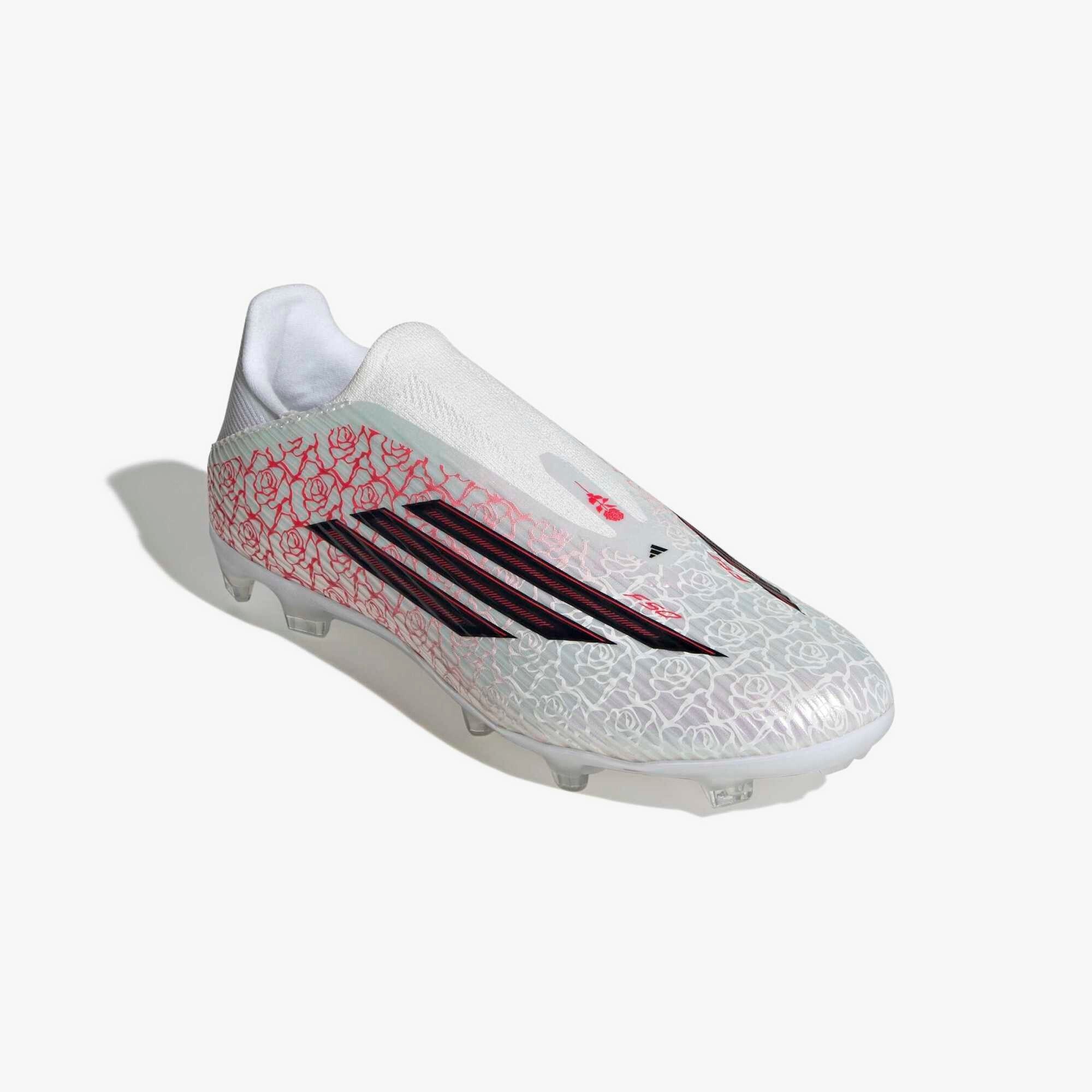 adidas F50 League Laceless LY Firm/Multi-Ground Low-Top Soccer Cleats - Cloud White / Core Black / Lucid Red
