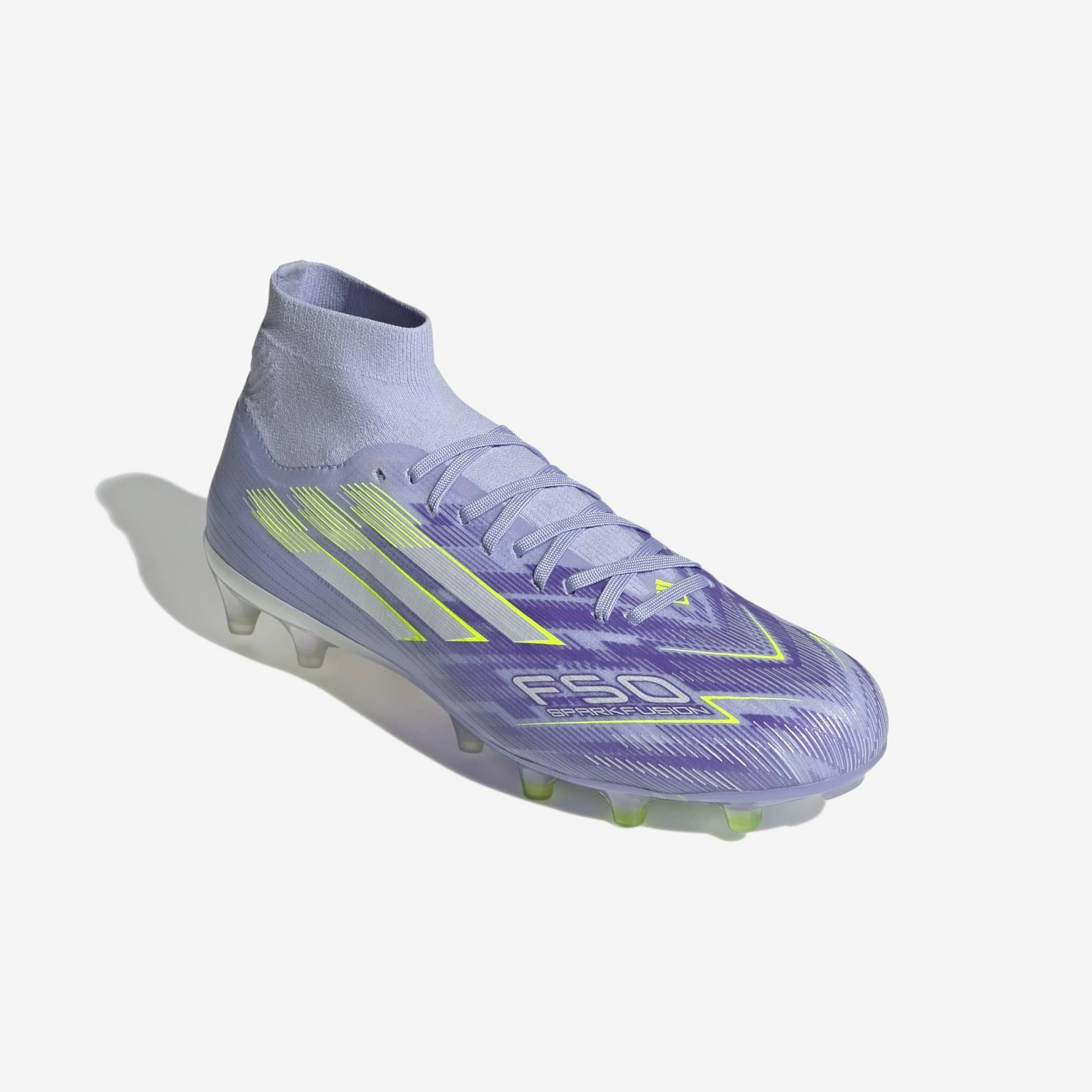 adidas F50 Sparkfusion Pro (Women's) Firm Ground/Artificial Grass High-Top Soccer Cleats - Violet Tone / Lucid Lemon / Purple Rush