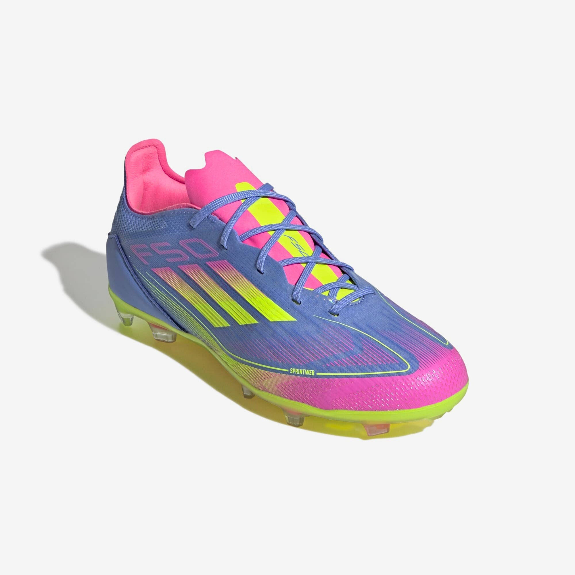 adidas Jr. F50 Elite Little/Big Kids' FG Low-Top Soccer Cleats - Blue Fusion / Lucid Lemon / Lucid Pink